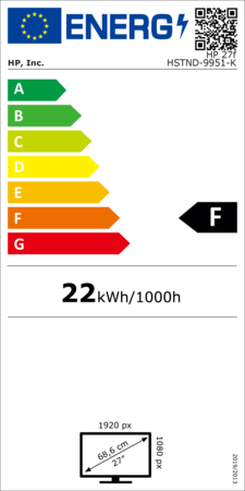 HP Moniteur 27" - 27f Argent