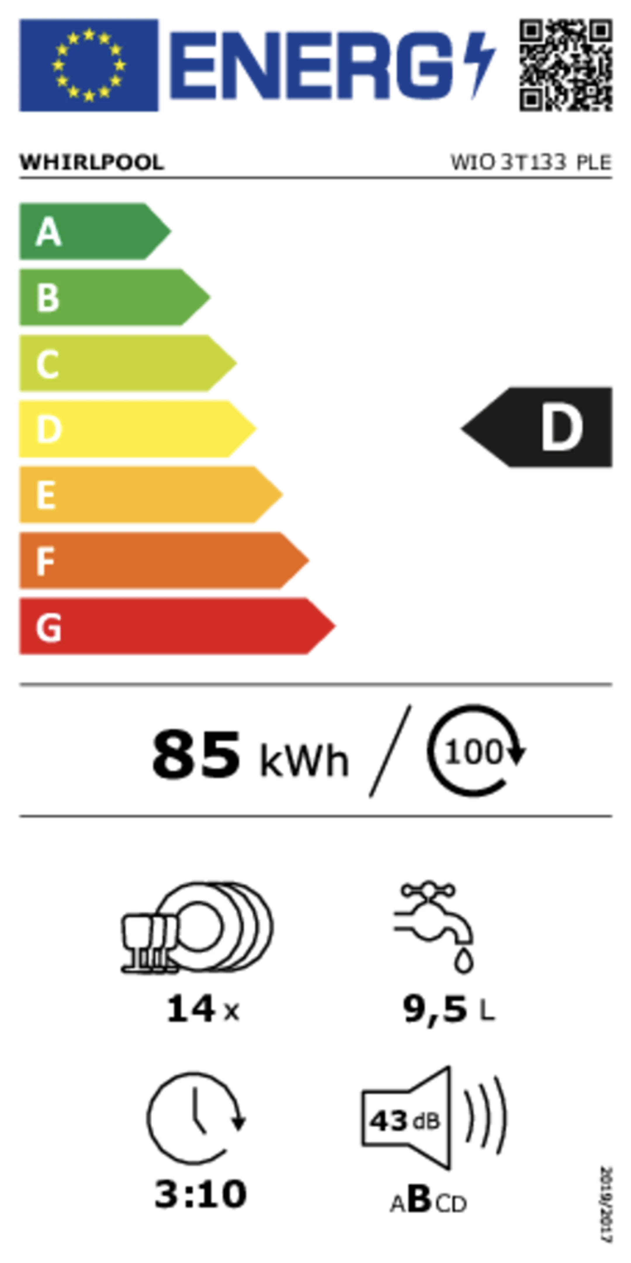 Whirlpool Lave-vaisselle encastrable WIO 3T133 PLE image