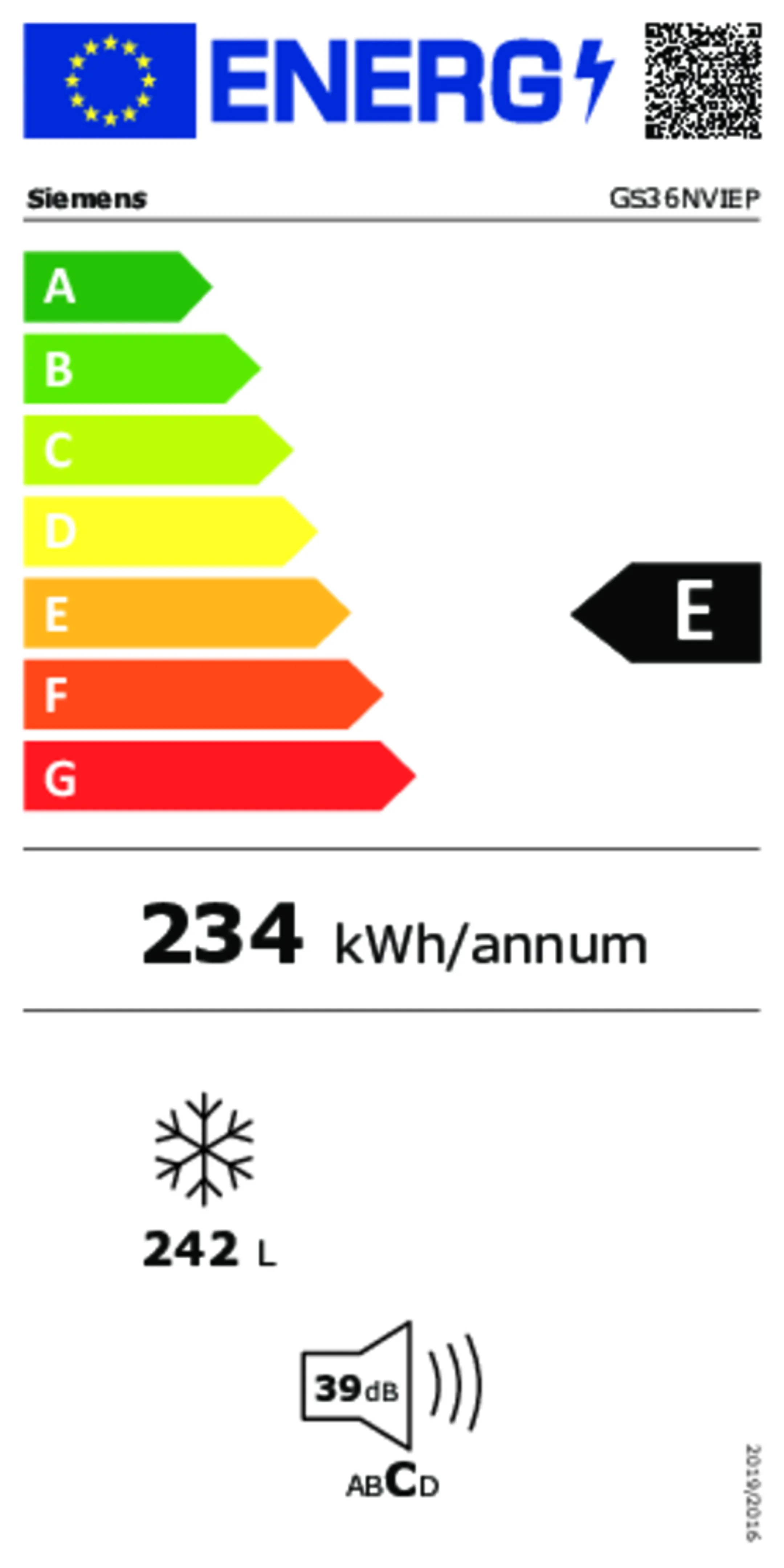 Siemens GS36NVIEP noFrost Freezer image
