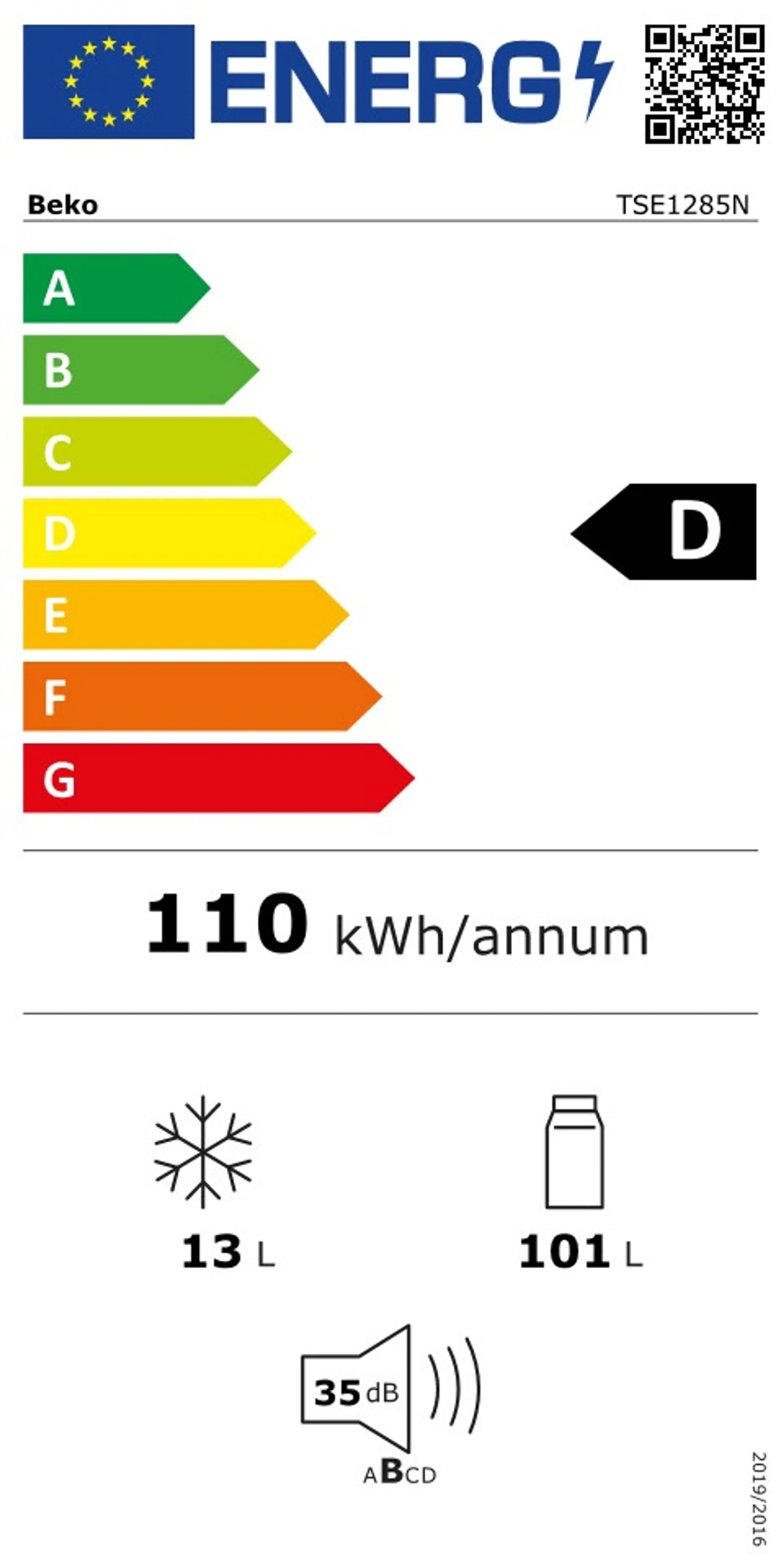 Beko Frigo de table TSE1285N image