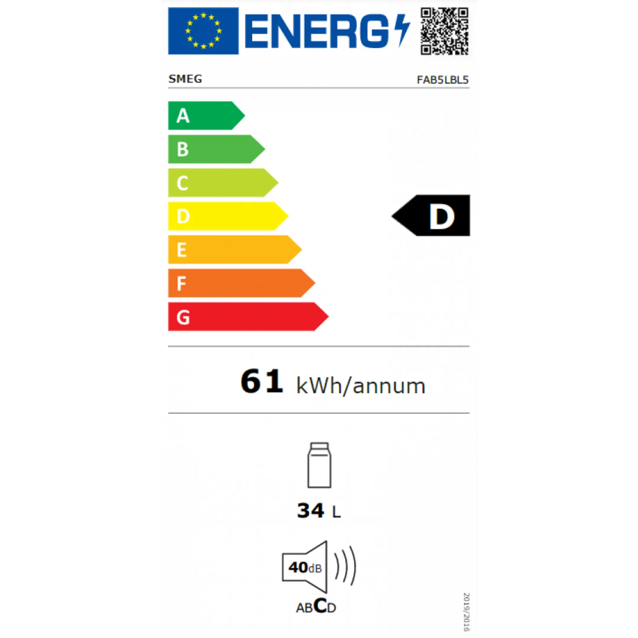 Smeg Kühlschrank FAB5LBL5 - Schwarz image