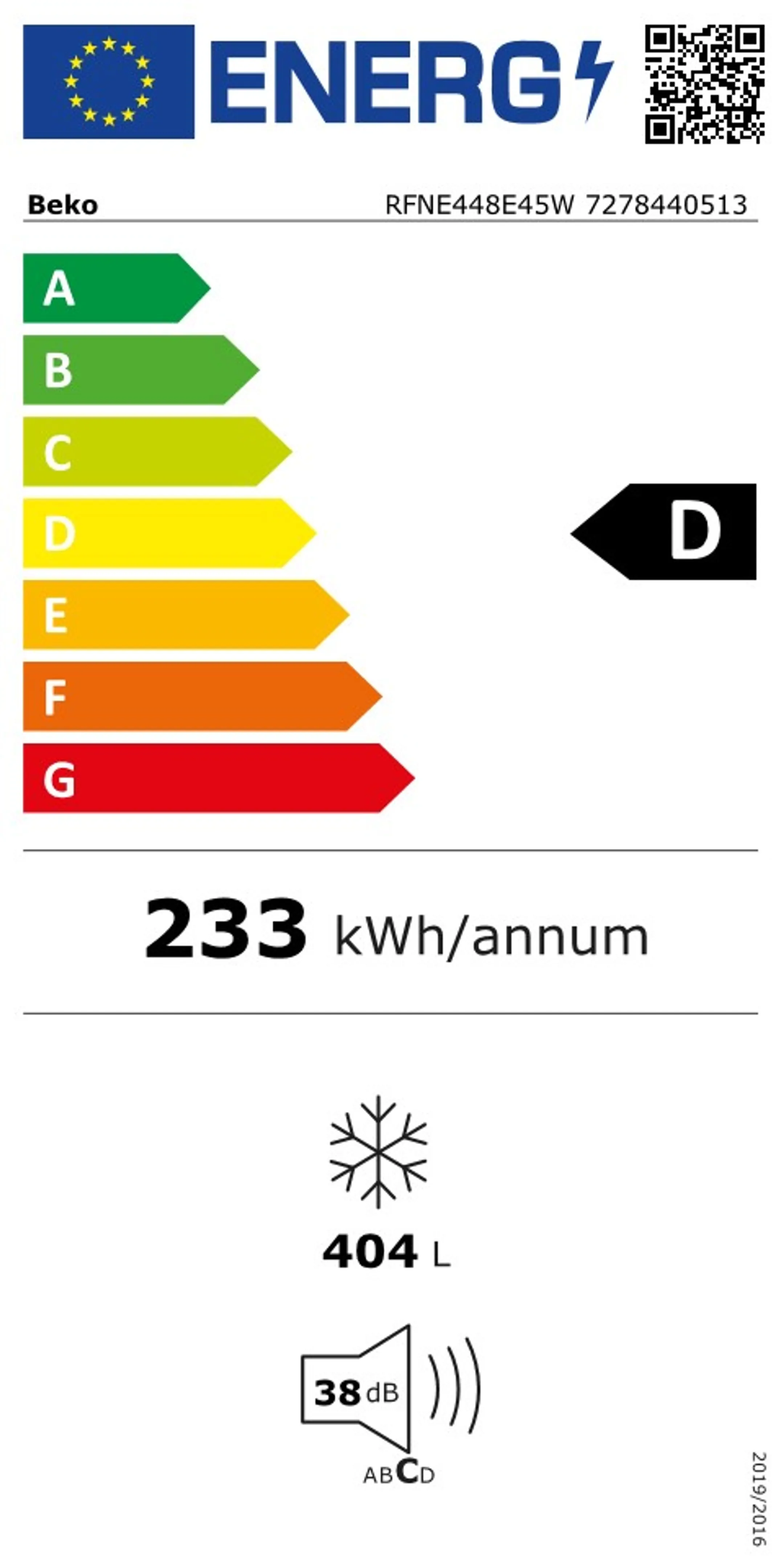Beko Freezer RFNE448E45WN image