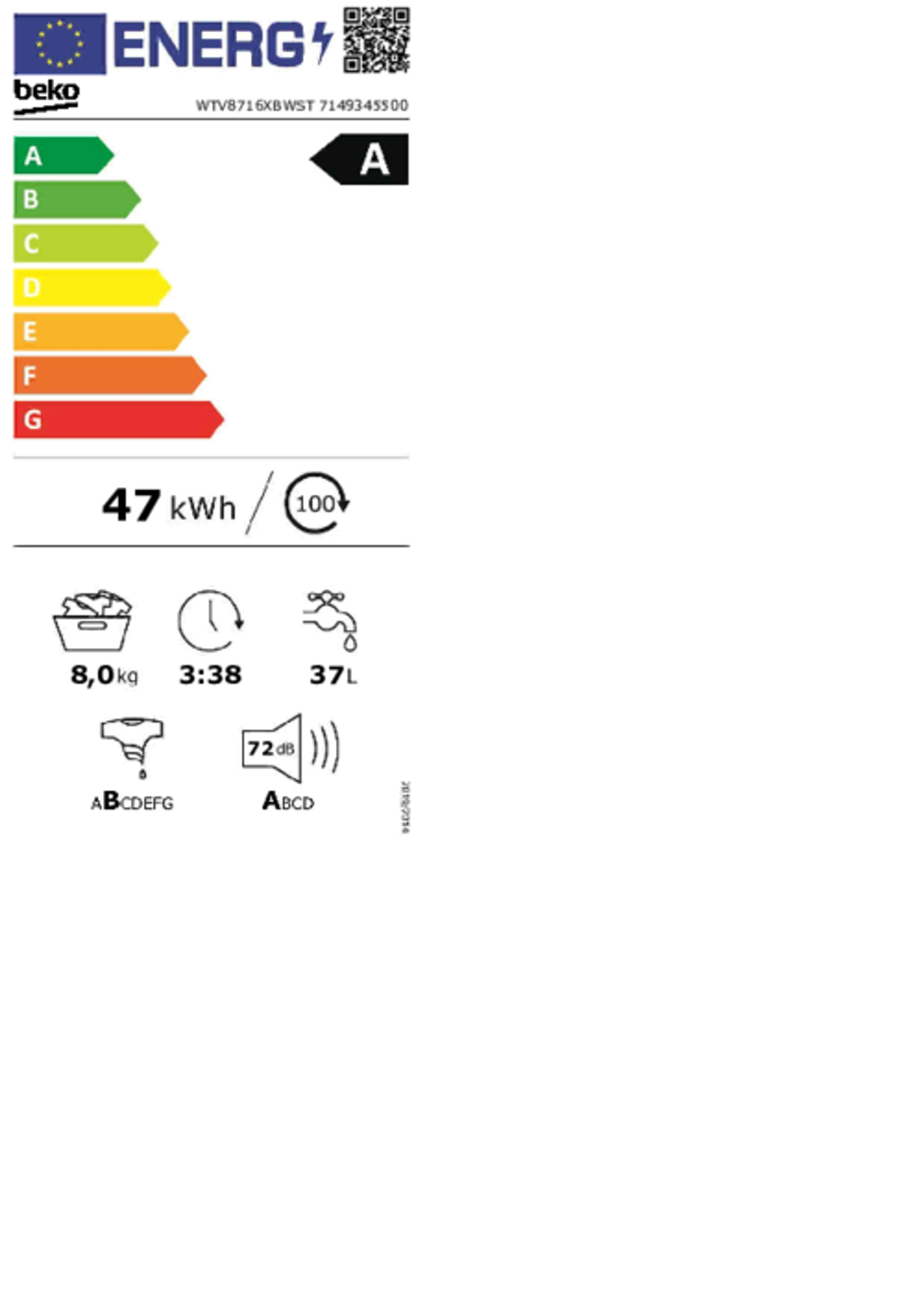 Beko Lave-linge WTV8716XBWST image