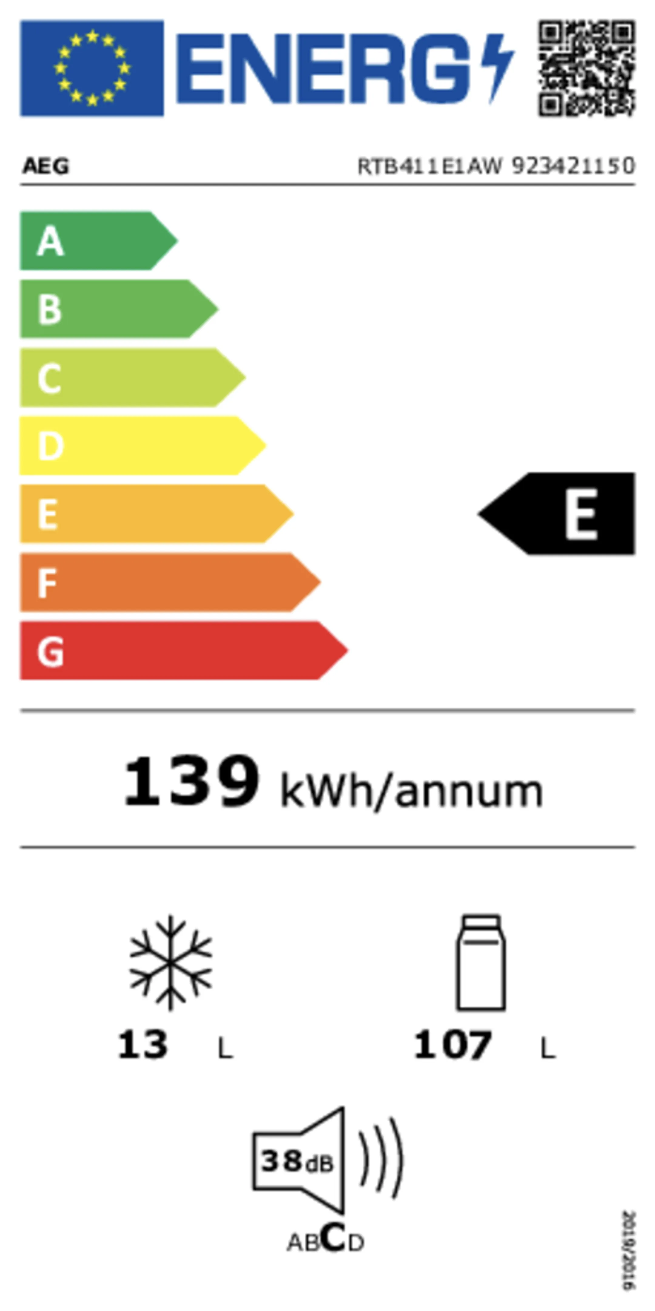 AEG Frigo RTB411E1AW image