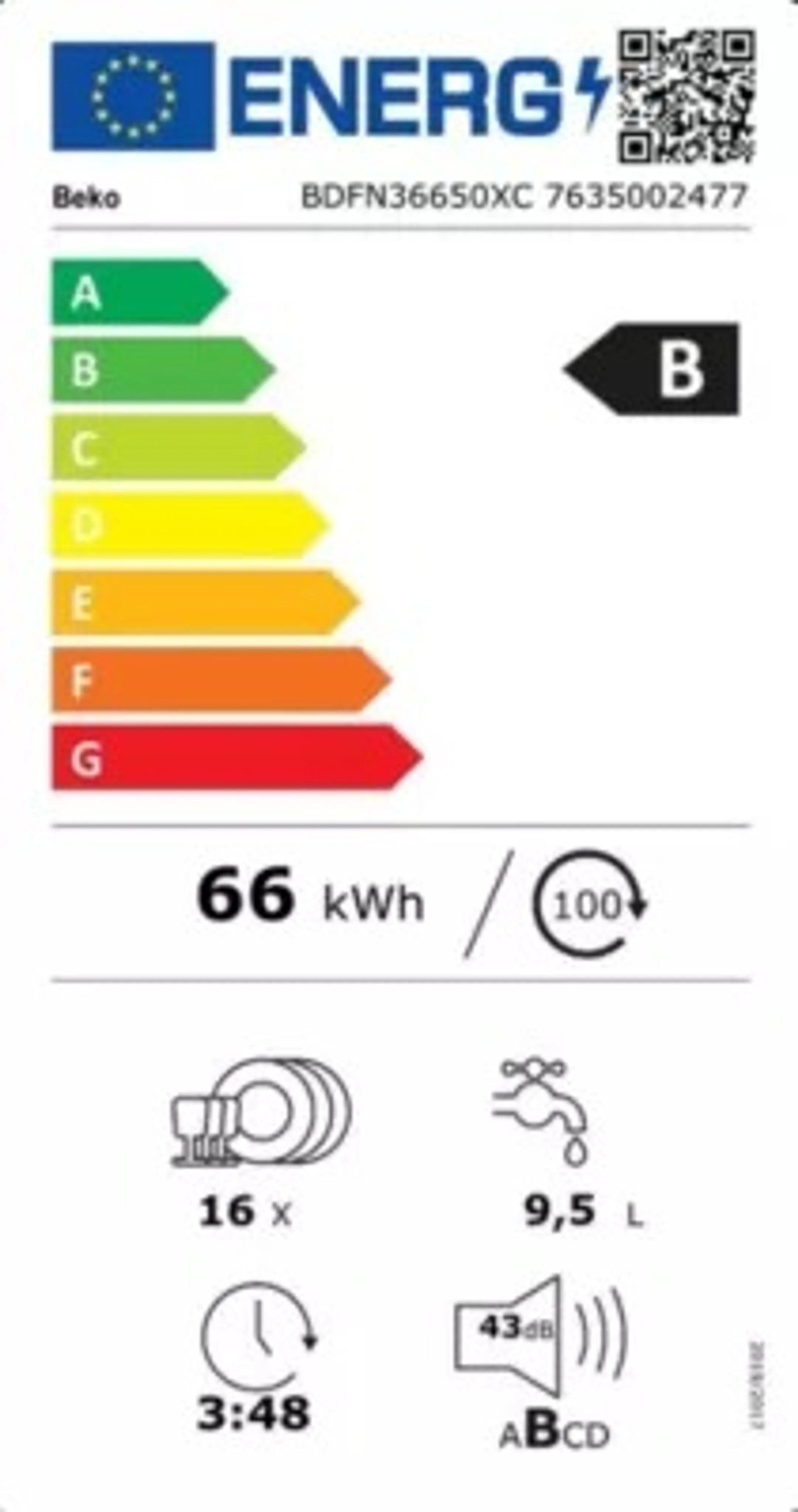 Beko BDFN36650XC Dishwasher image