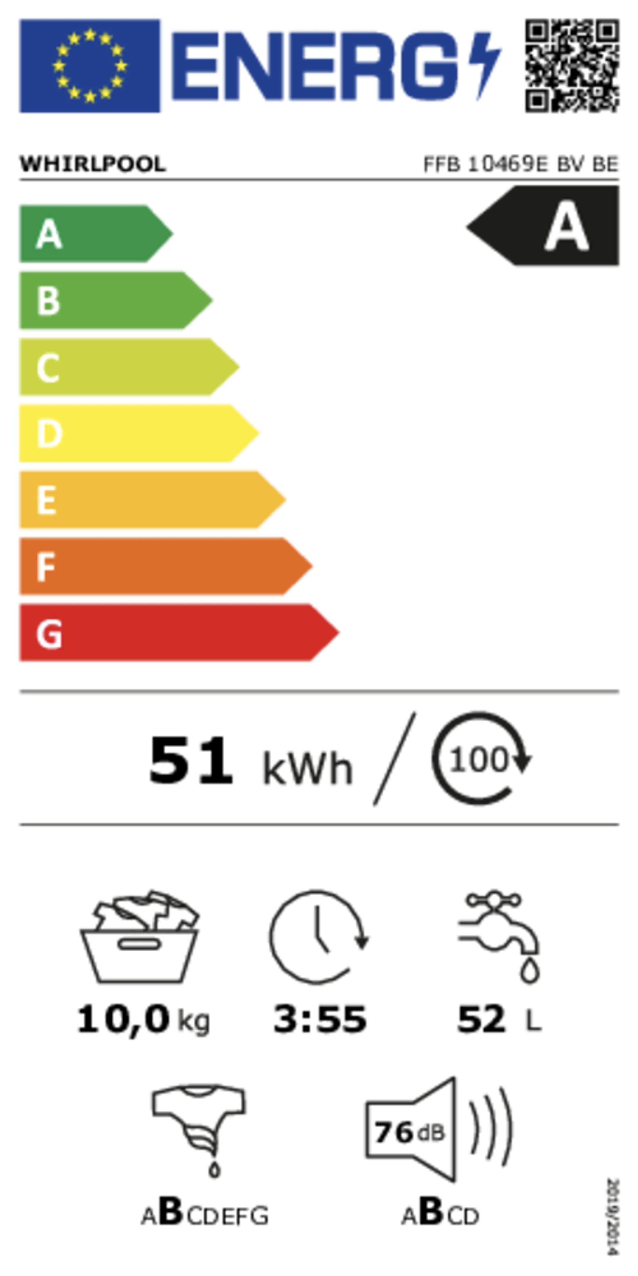 Whirlpool Lave-linge 6TH Sense FFB 10469E BV BE image
