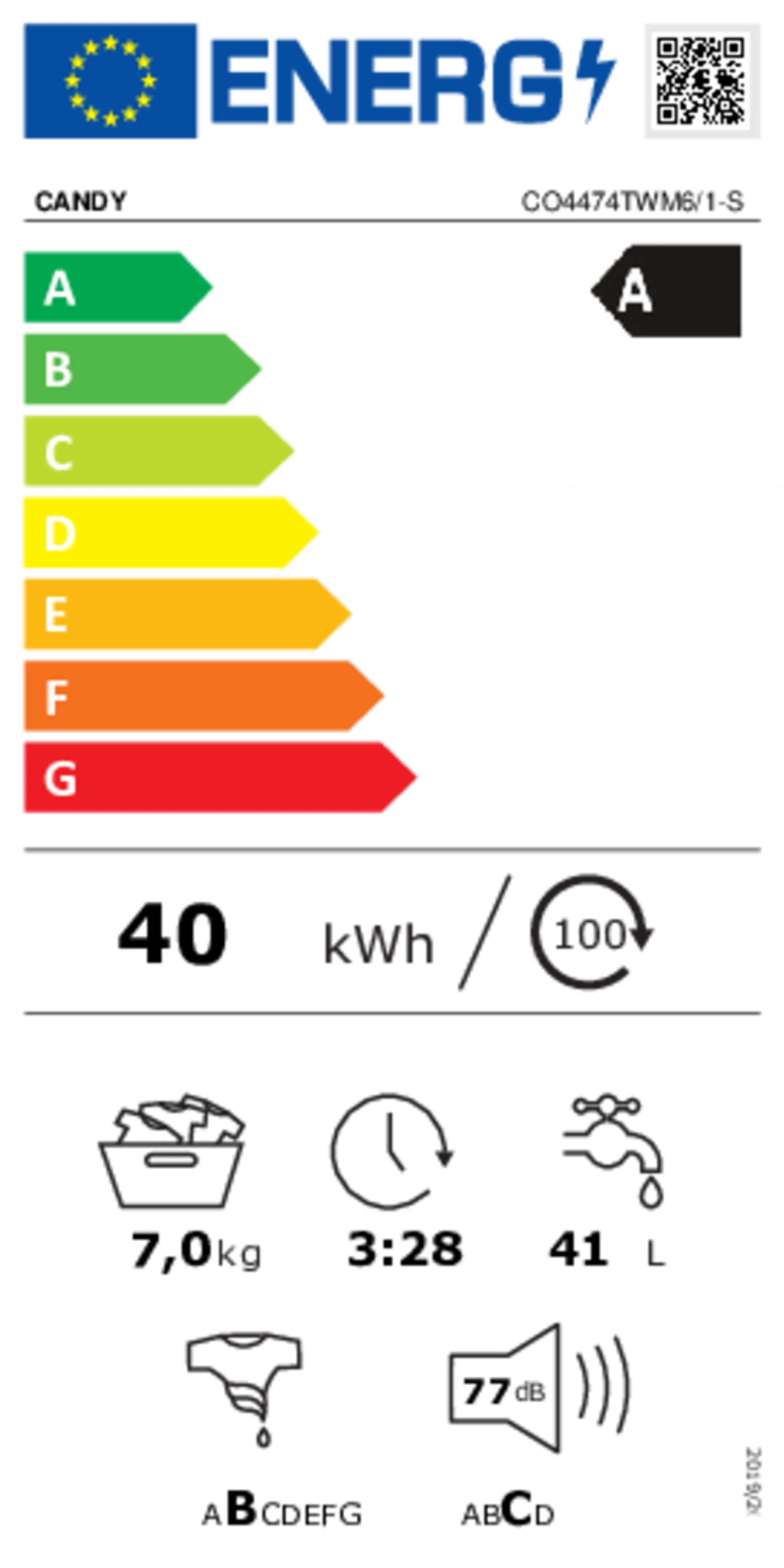 Candy Smart Pro Inverter Washing Machine CO4474TWM6/1-S image