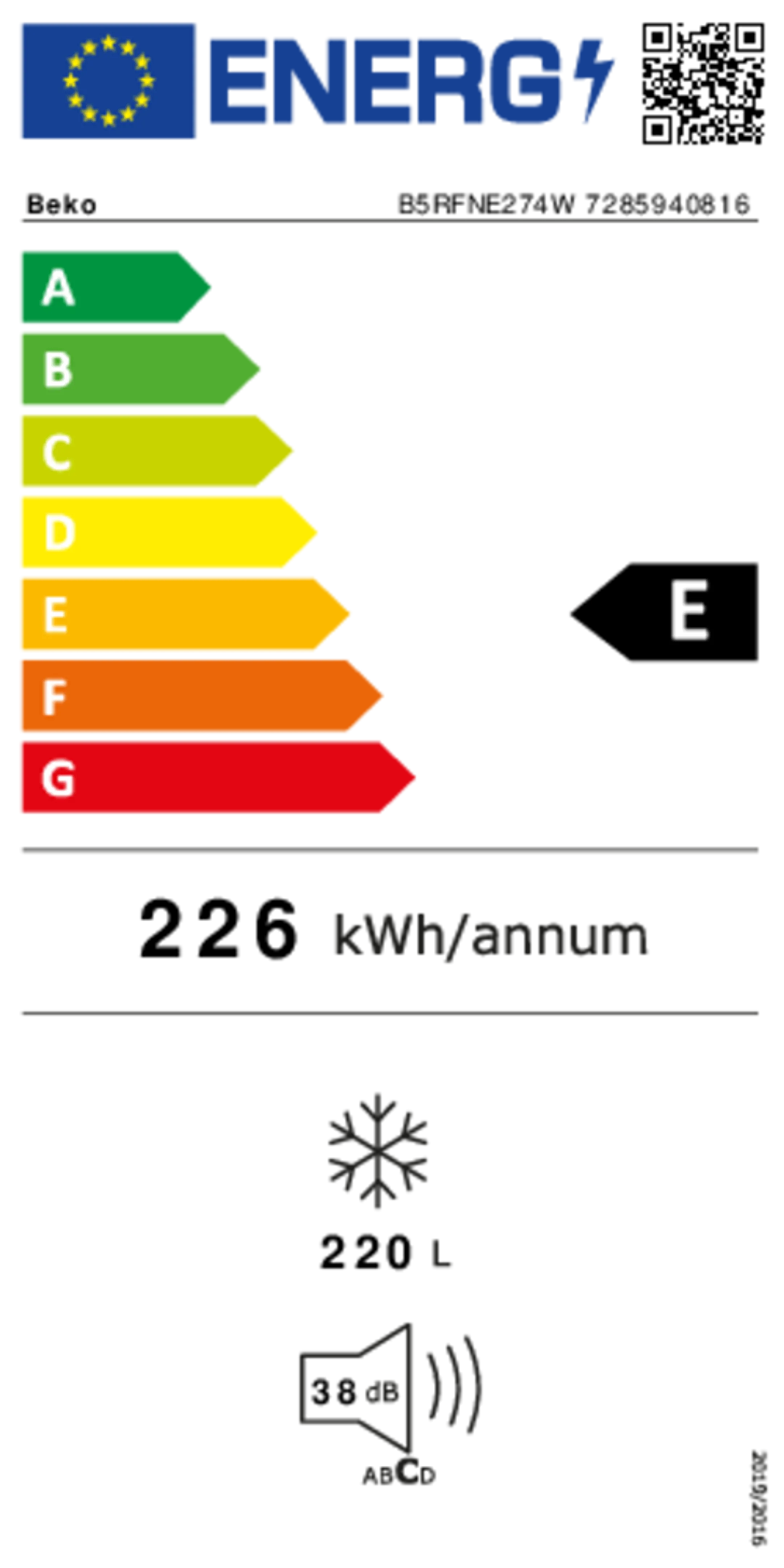 Beko Freezer NoFrost B5RFNE274W image
