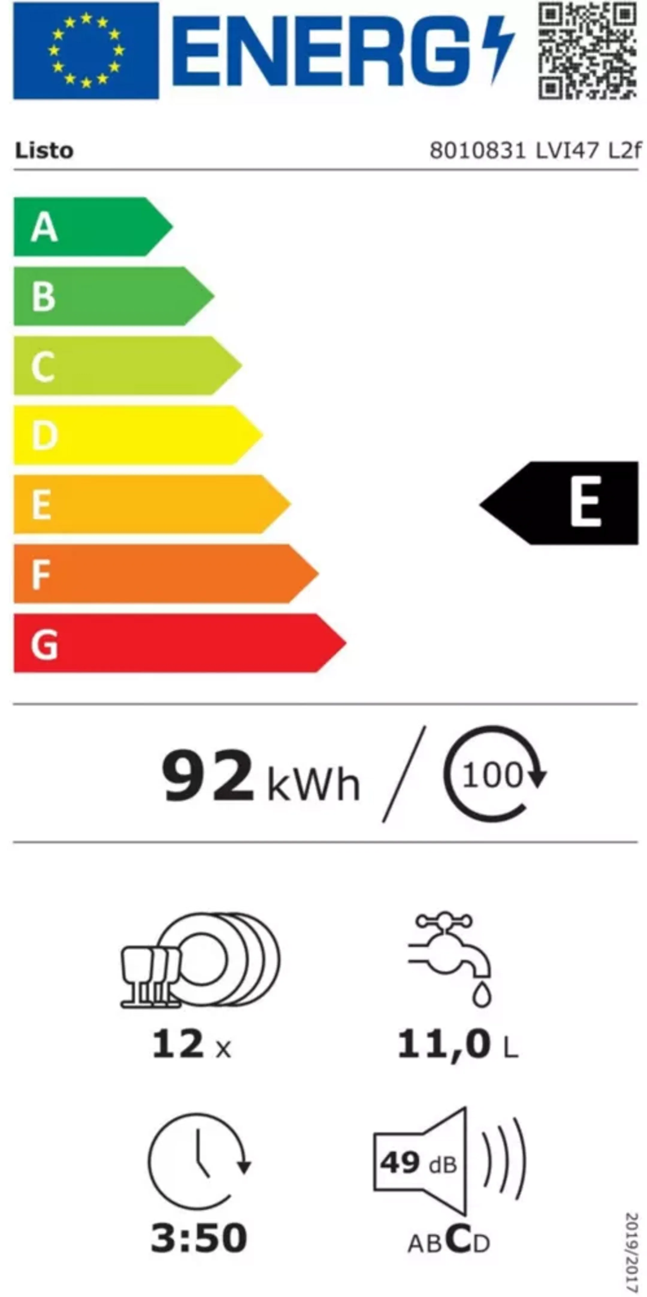LISTO Einbau-Geschirrspüler LVI47 L2f  image