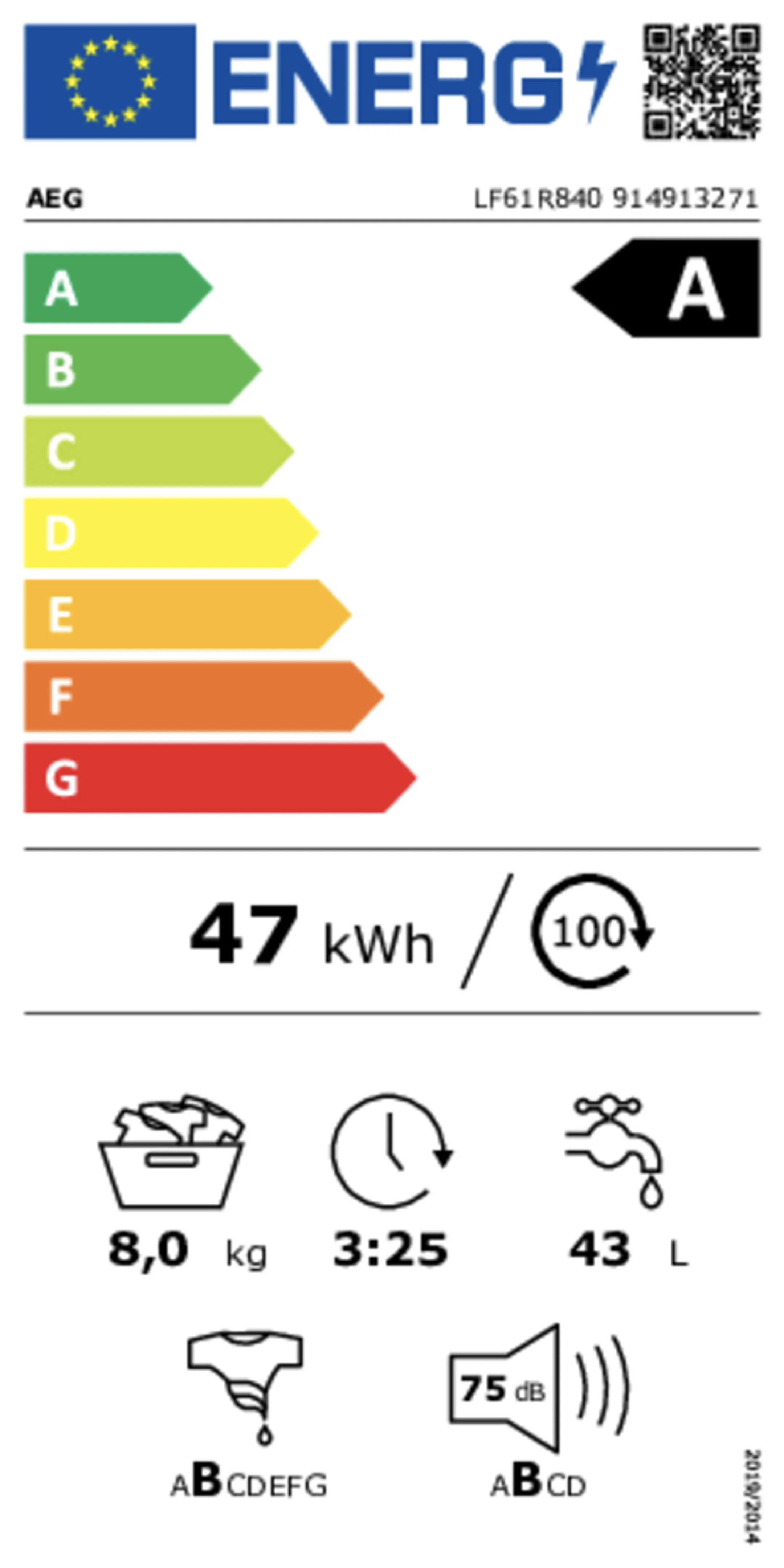 AEG Lave-linge Serie 6000 ProSense LF61R840 image