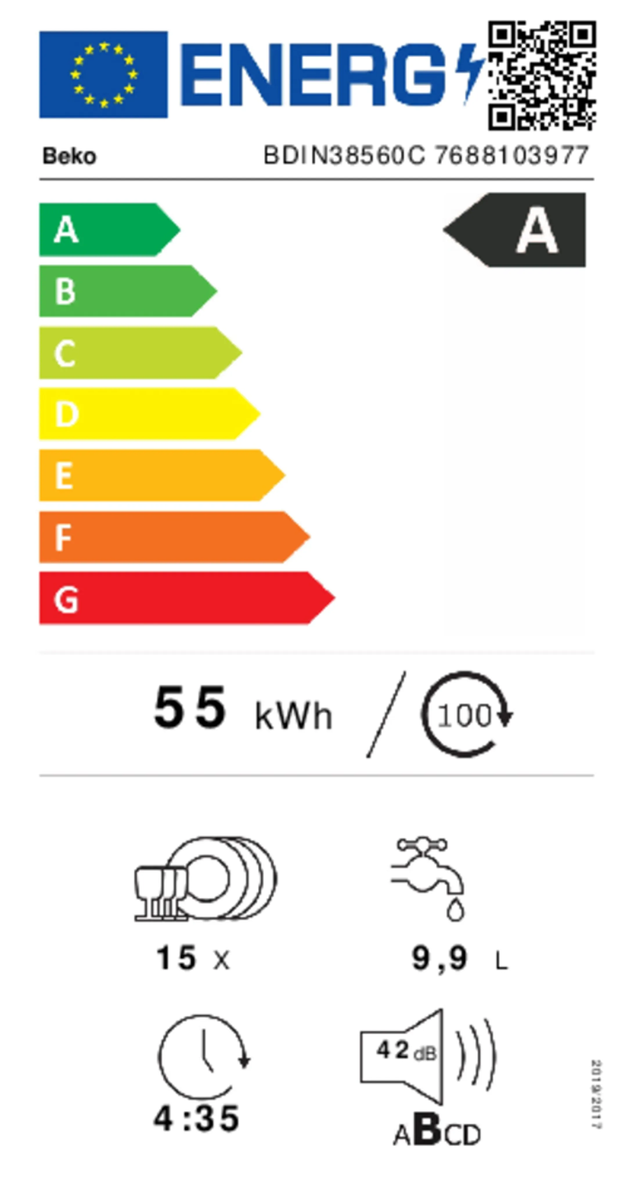 Beko  Lave-vaisselle encastrable bPro 500 BDIN38560C image
