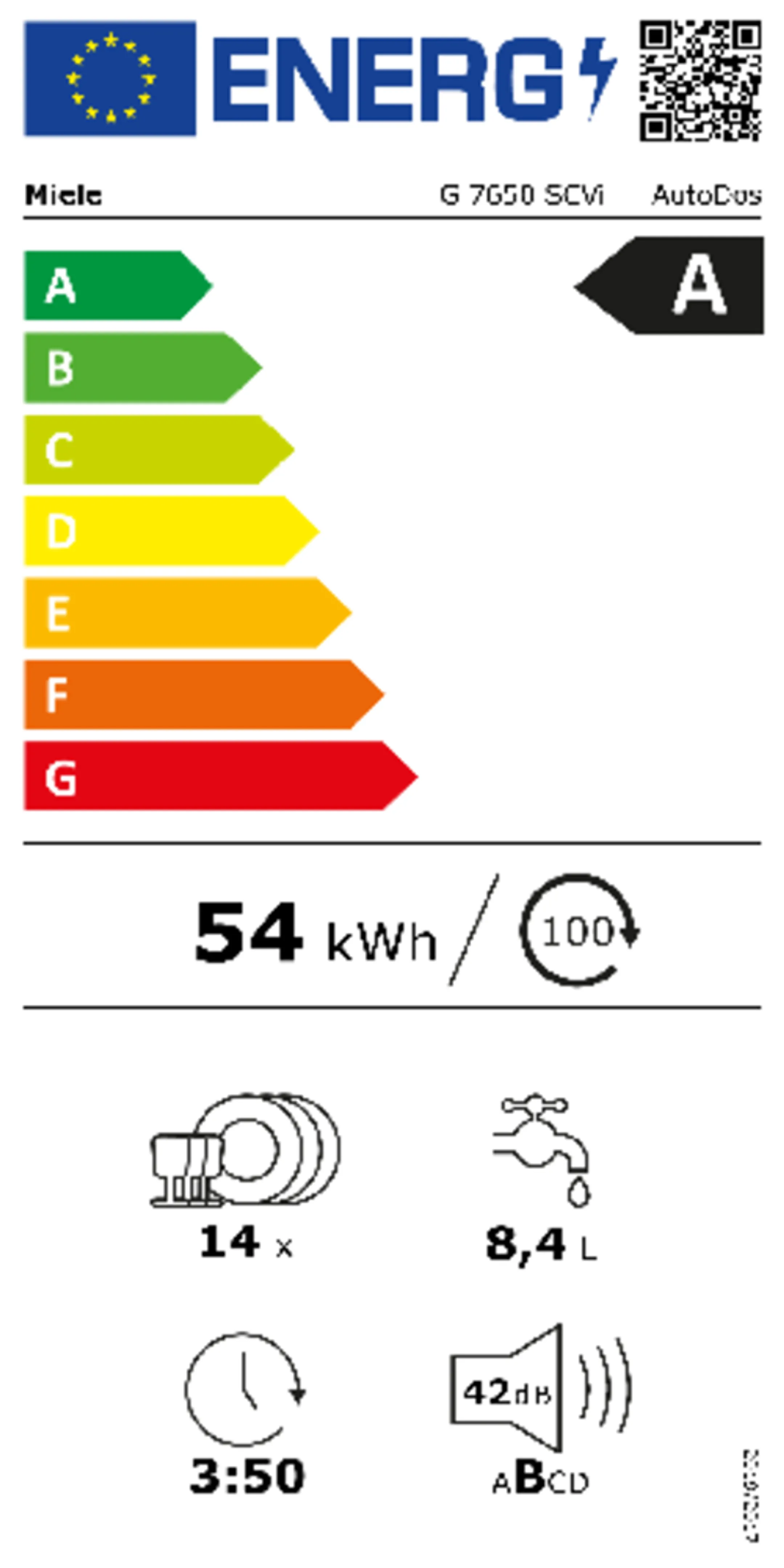 Miele Lave-vaisselle encastrable G 7650 SCVi AutoDos - Noir obsidien  image