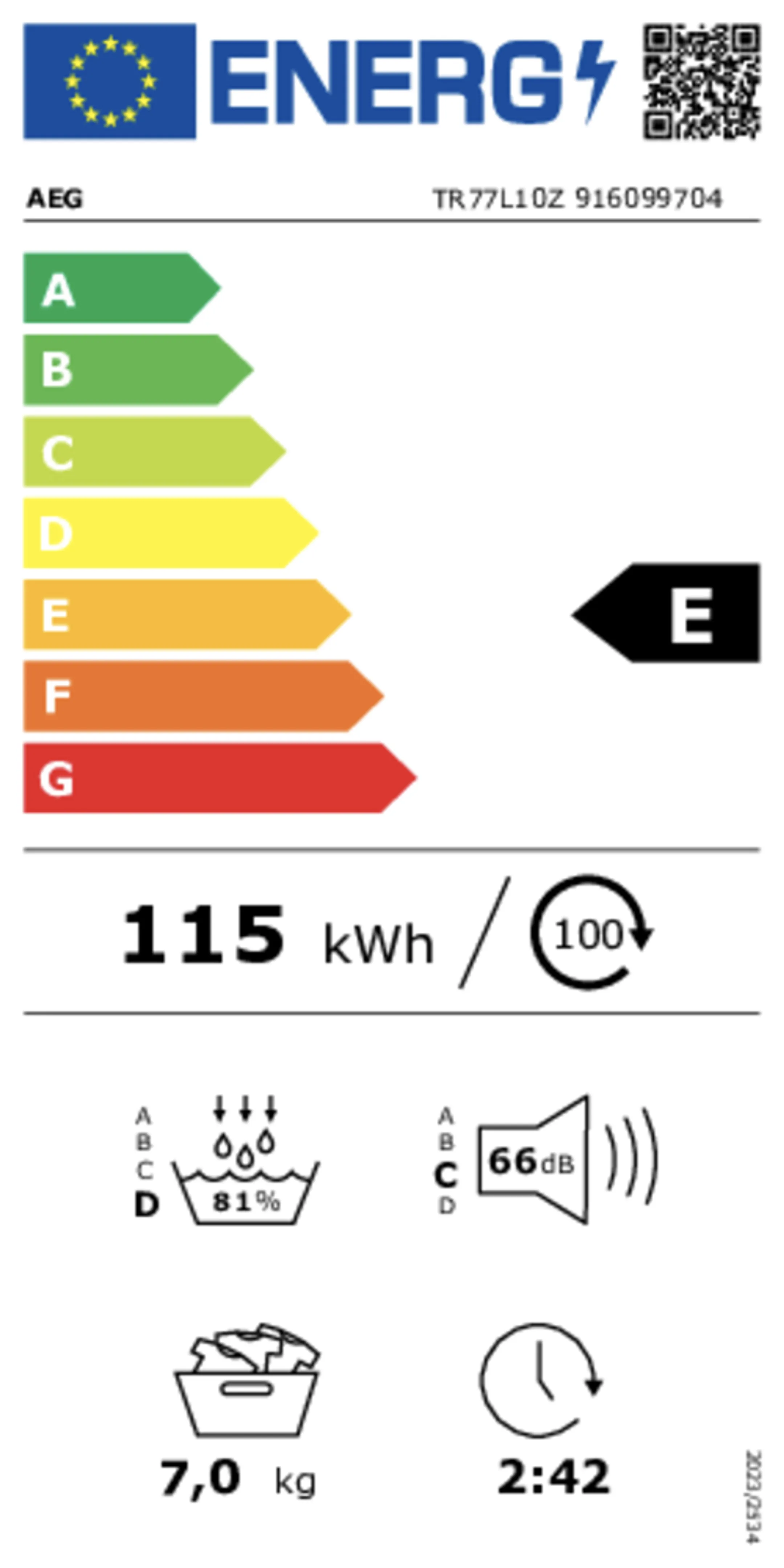 AEG Sèche-linge Serie 7000 SensiDry - TR77L10Z image