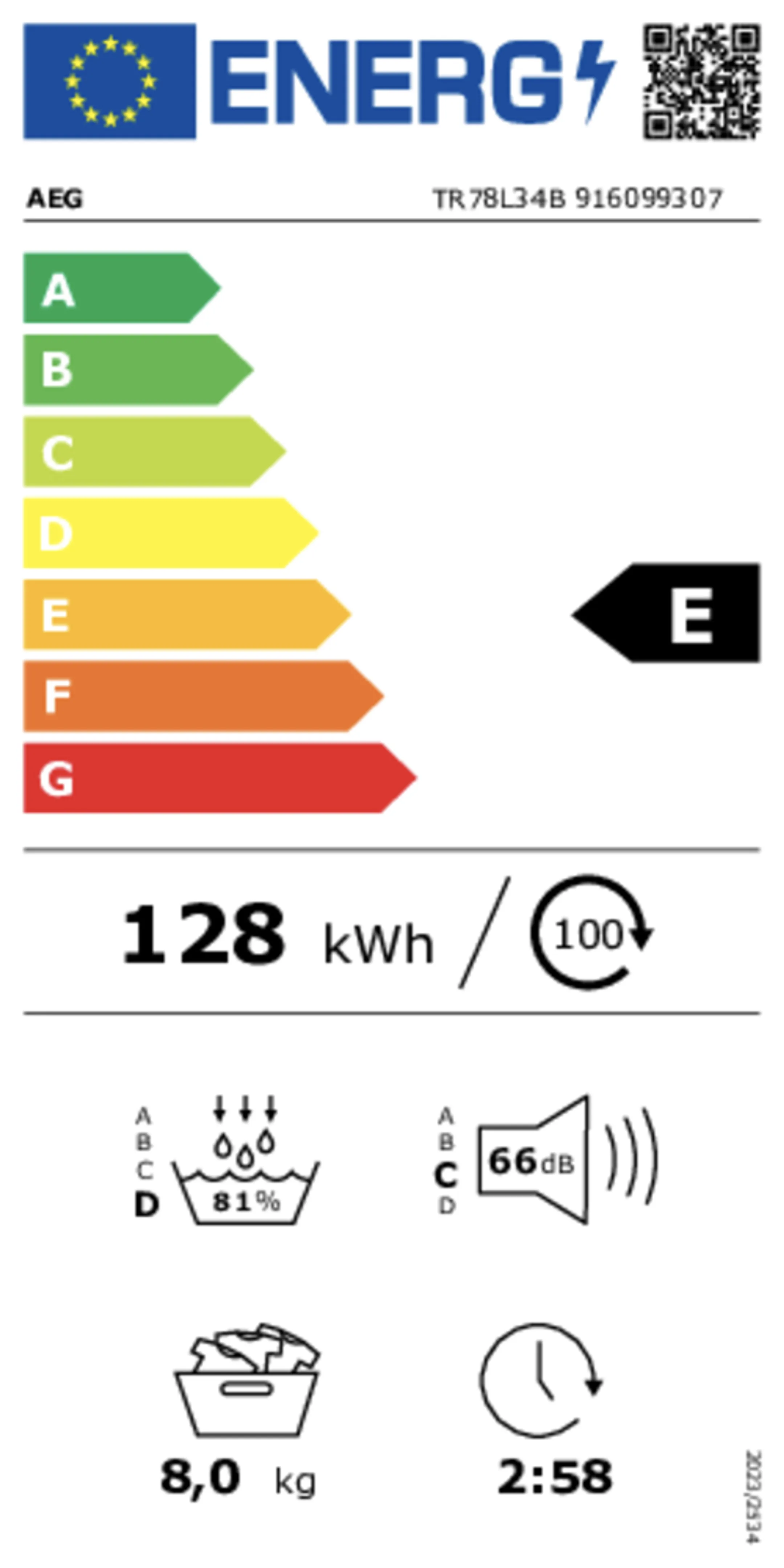 AEG Sèche-linge TR78L34B SensiDry image
