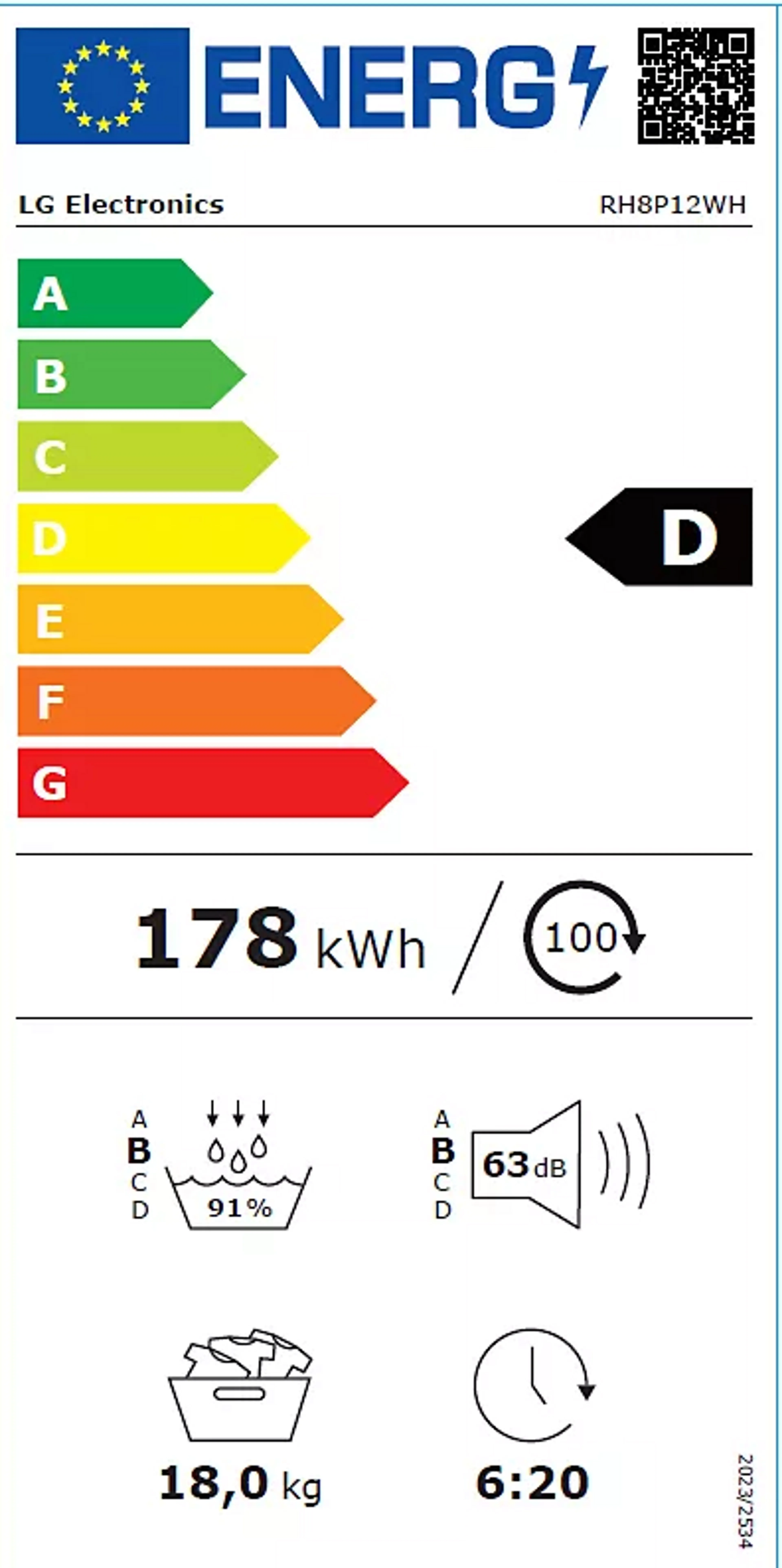 LG Wärmepumpen-Wäschetrockner 18Kg Dual Inverter RH8P12WH image