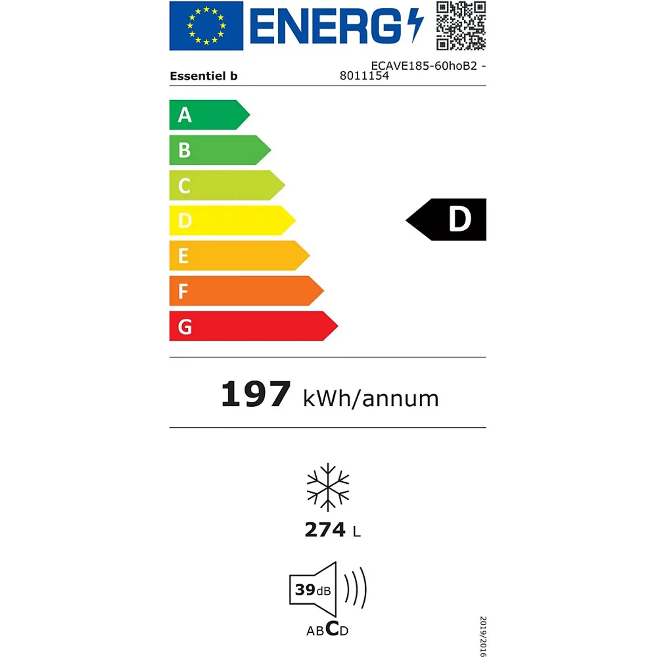 ESSENTIEL-B Congélateur ECAVE185-60hoB2 image