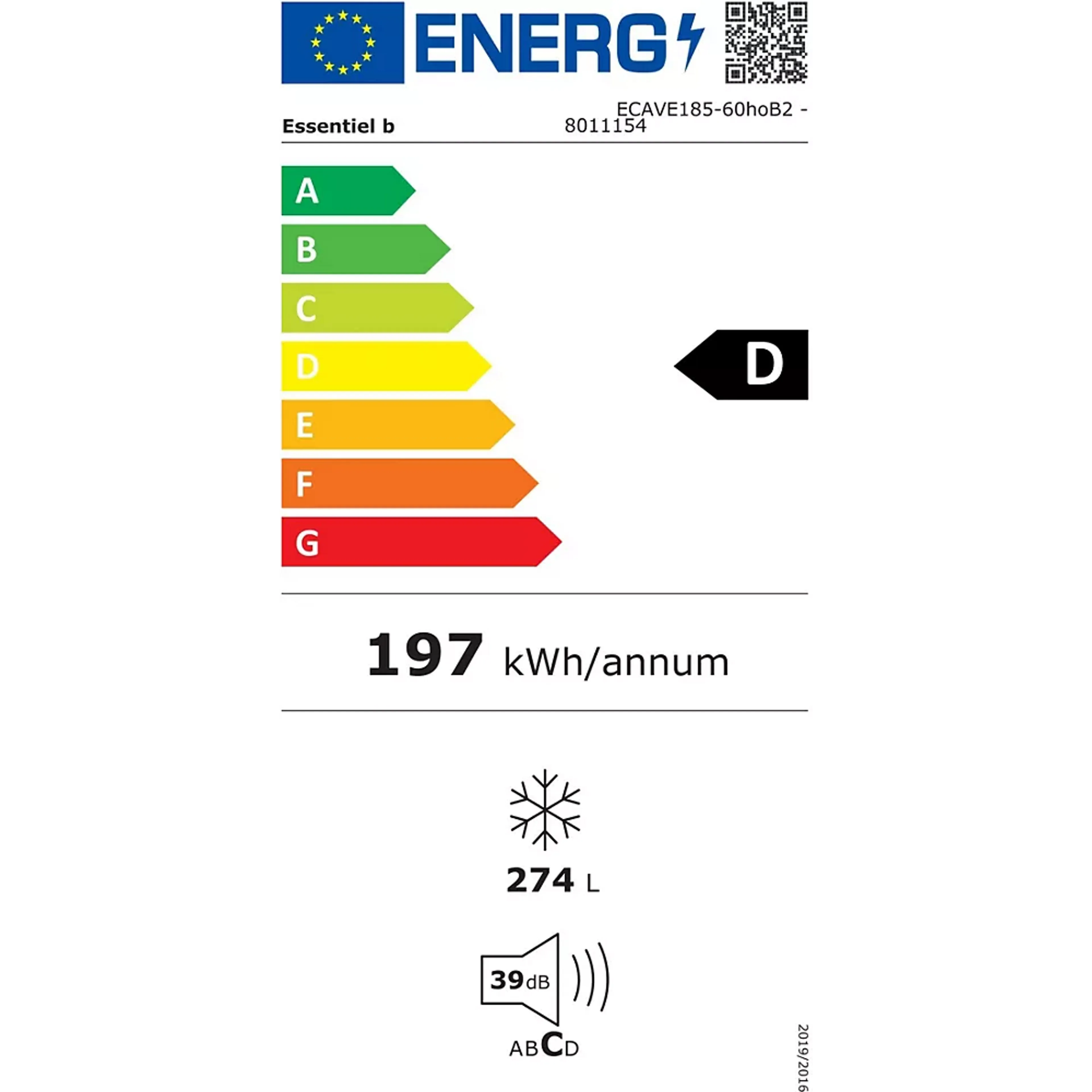 ESSENTIEL-B Freezer ECAVE185-60hoB2 image