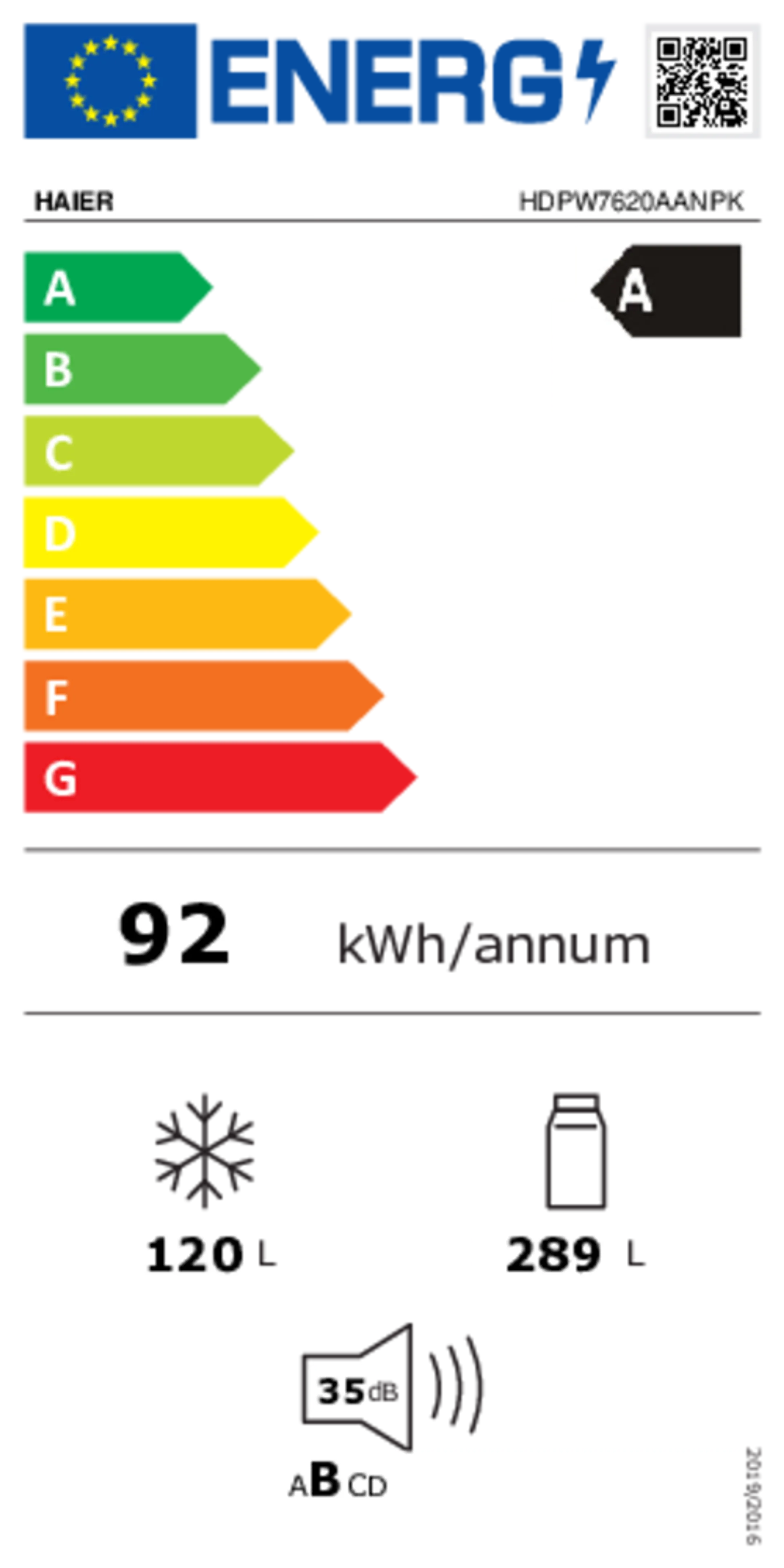 Haier Combi frigo congélateur 2D 60 Series 7 Pro HDPW7620AANPK image