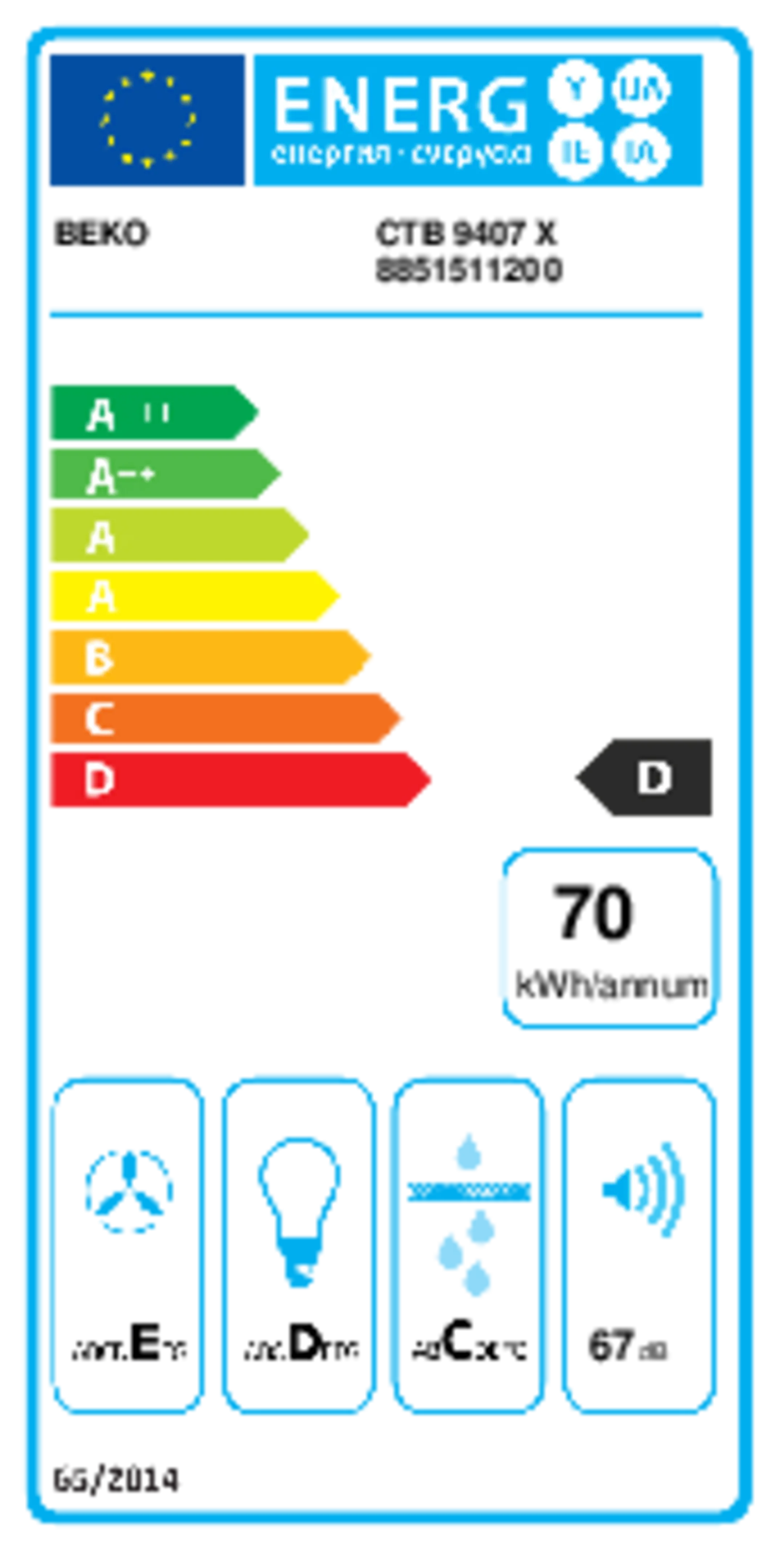 Beko Hotte télescopique CTB 9407 X image