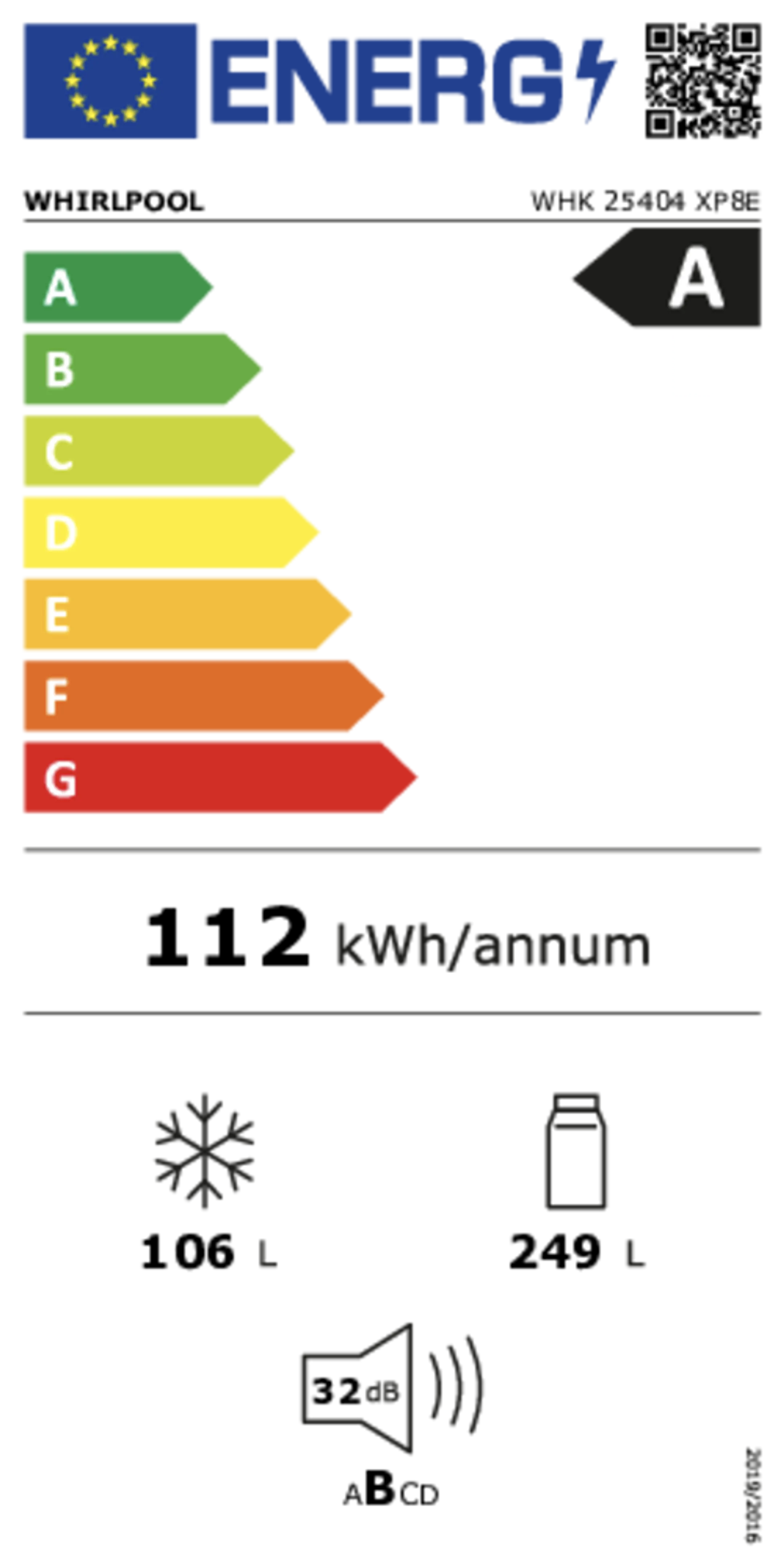 Whirlpool Fridge Freezer Combo WHK 25404 XP8E image