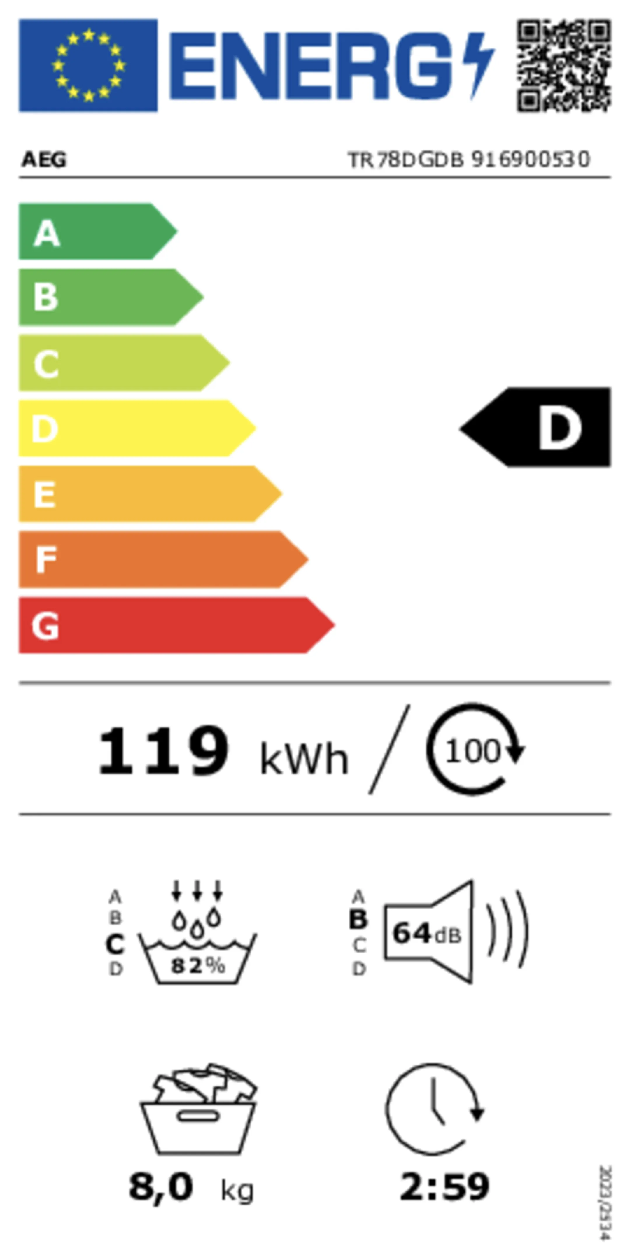 AEG Sèche-linge pompe à chaleur 7000 SensiDry TR78DGDB image