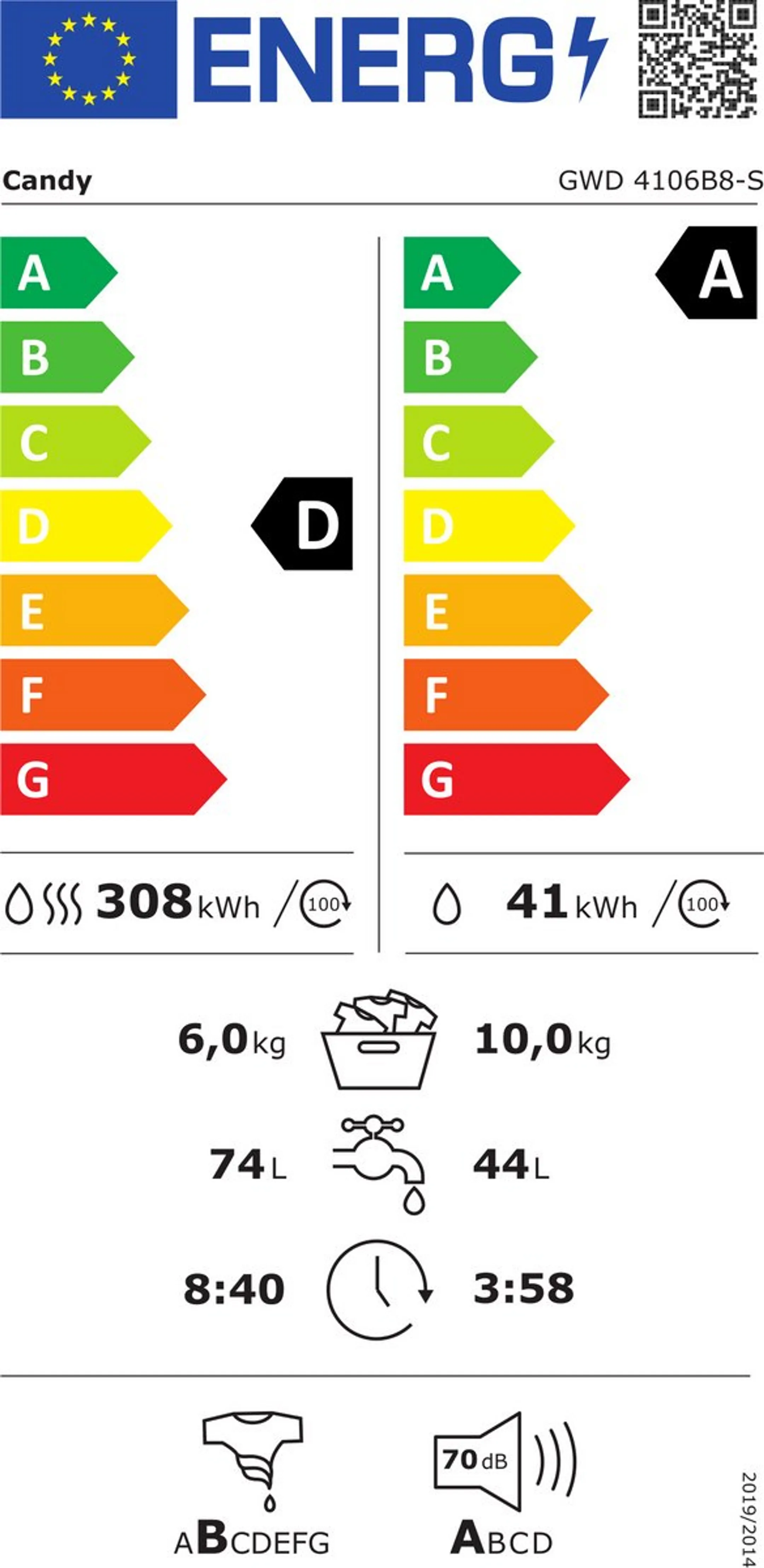 Candy Waschtrockner GWD 4106B8-S image