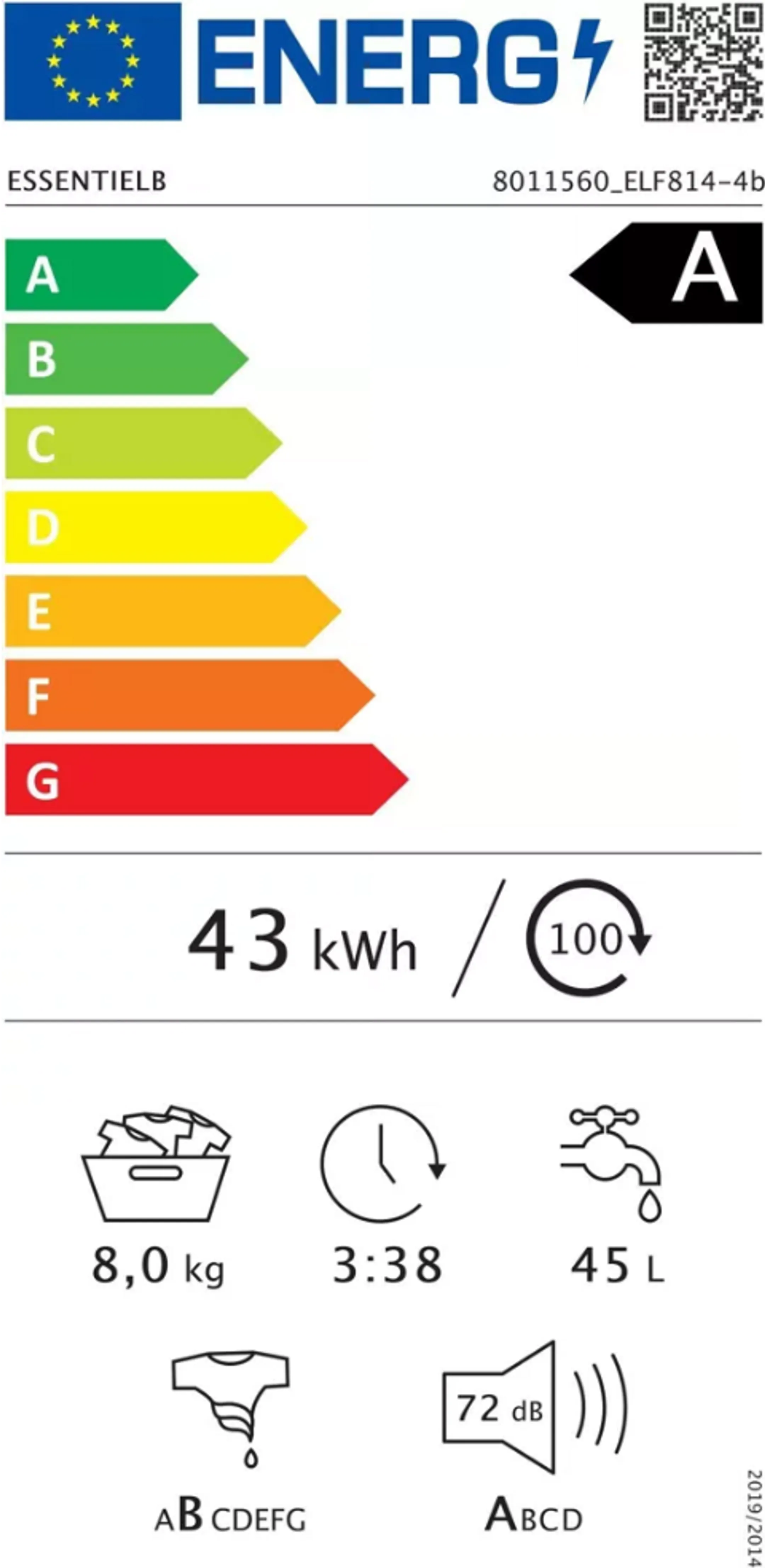ESSENTIEL-B Lave-linge ELF814-4B image