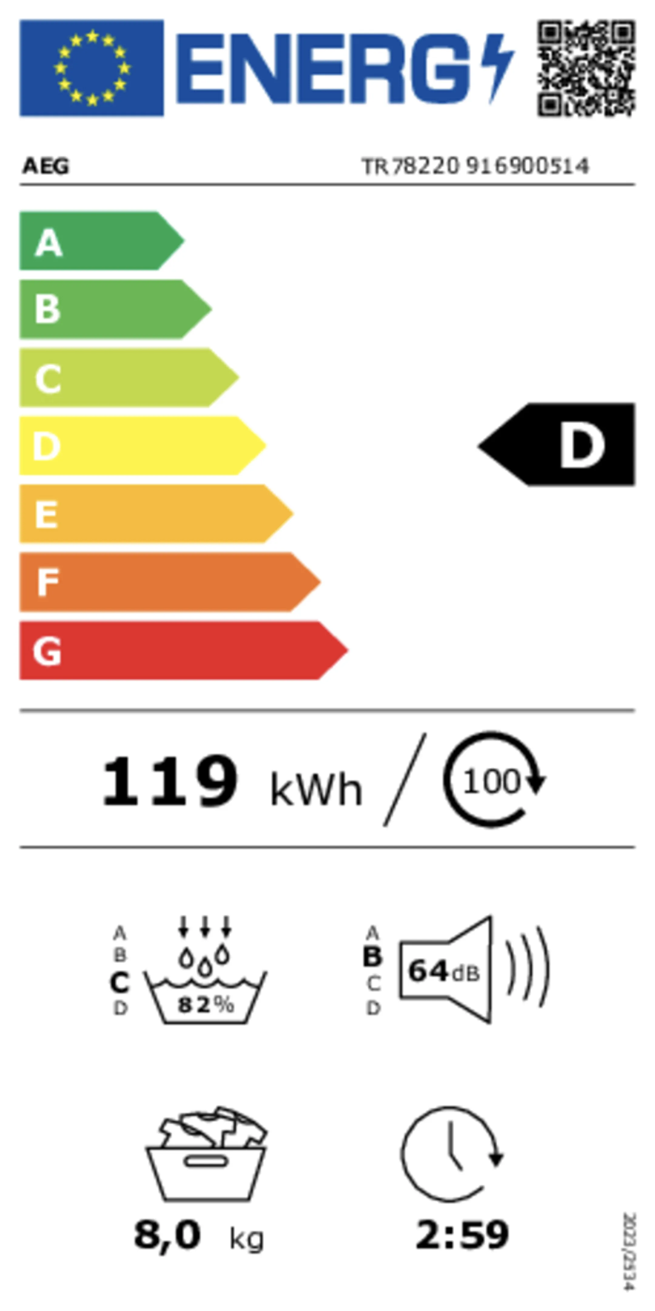AEG Sèche-linge pompe à chaleur 7000 SensiDry TR78220 image
