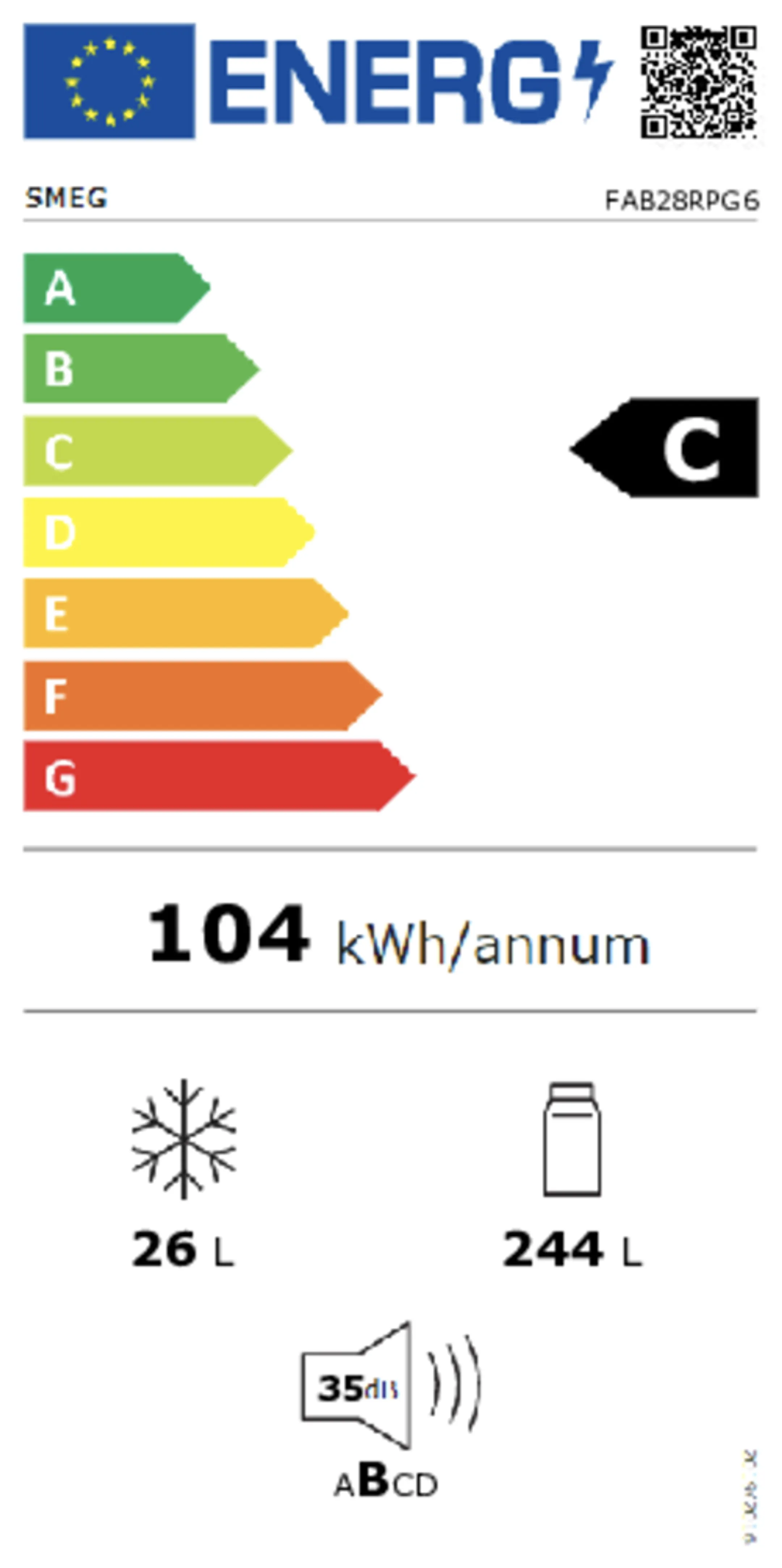 Smeg Fridge FAB28RPG6 - Water green image
