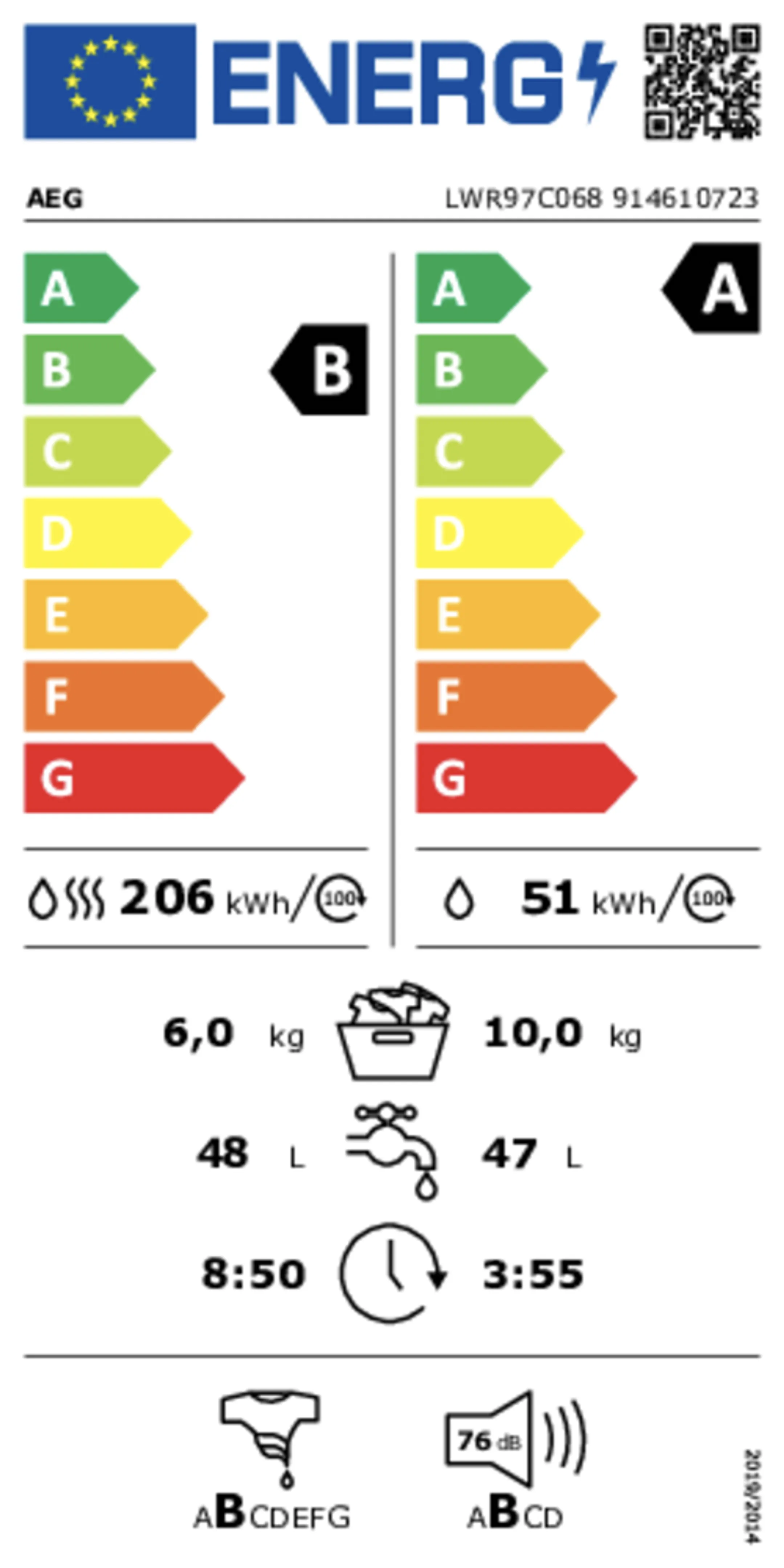 Lave-linge séchant 9000 AbsoluteCare LWR97C068