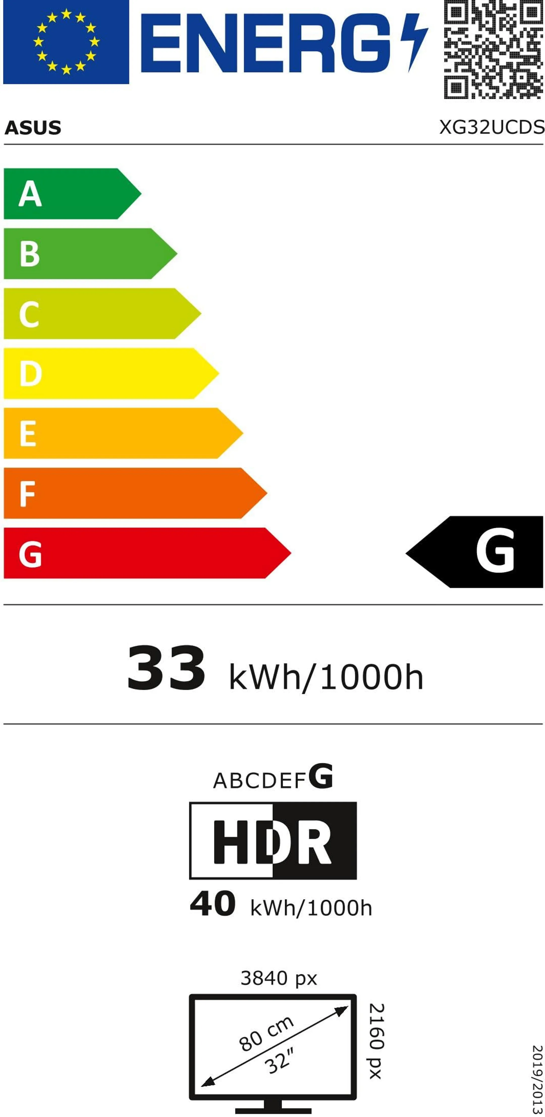 Gaming Monitor 32" 4K UDH 165Hz ROG Strix OLED XG32UCDS