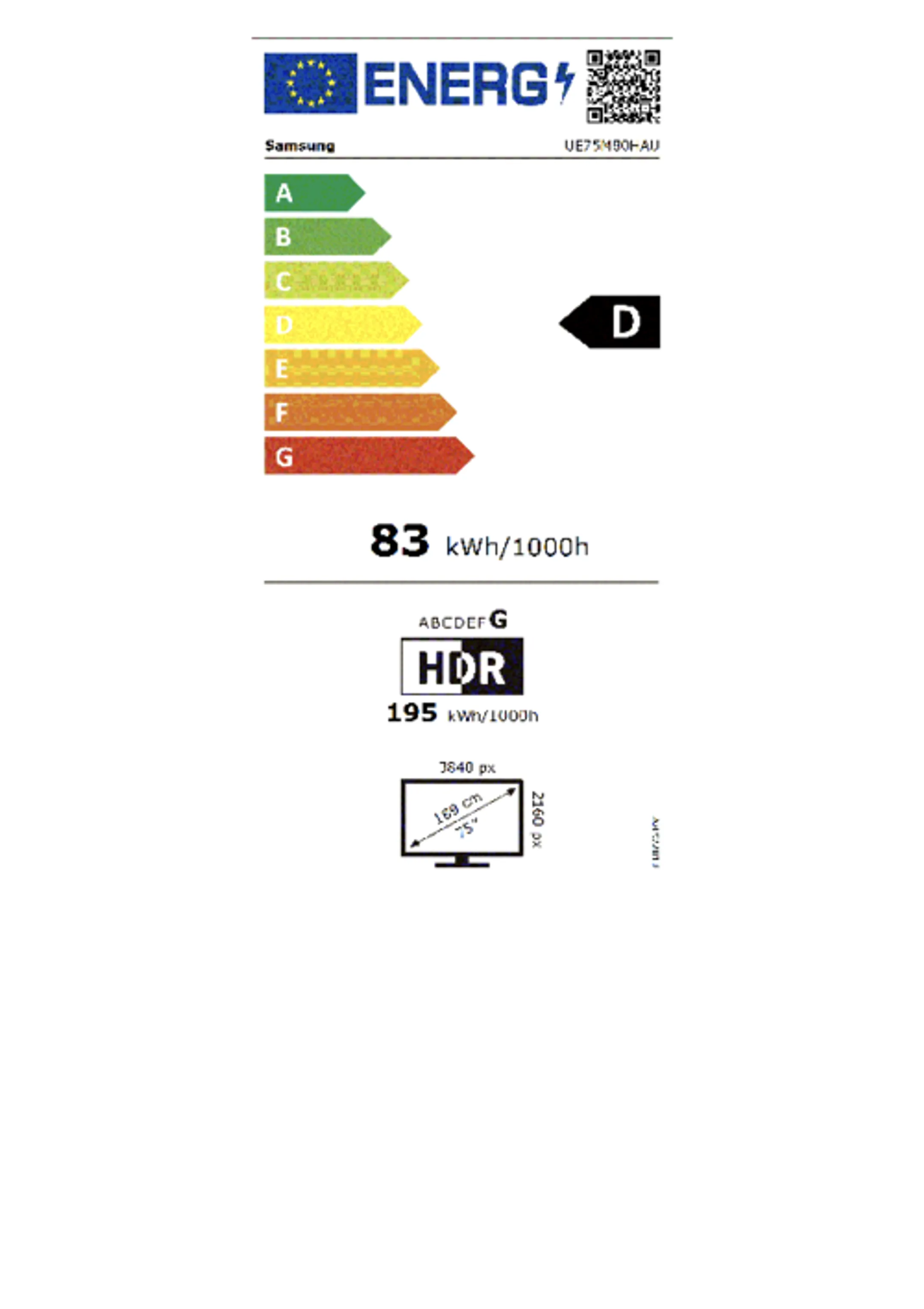 TV Mini LED 4K UE75M83HAUXXN 75 inches