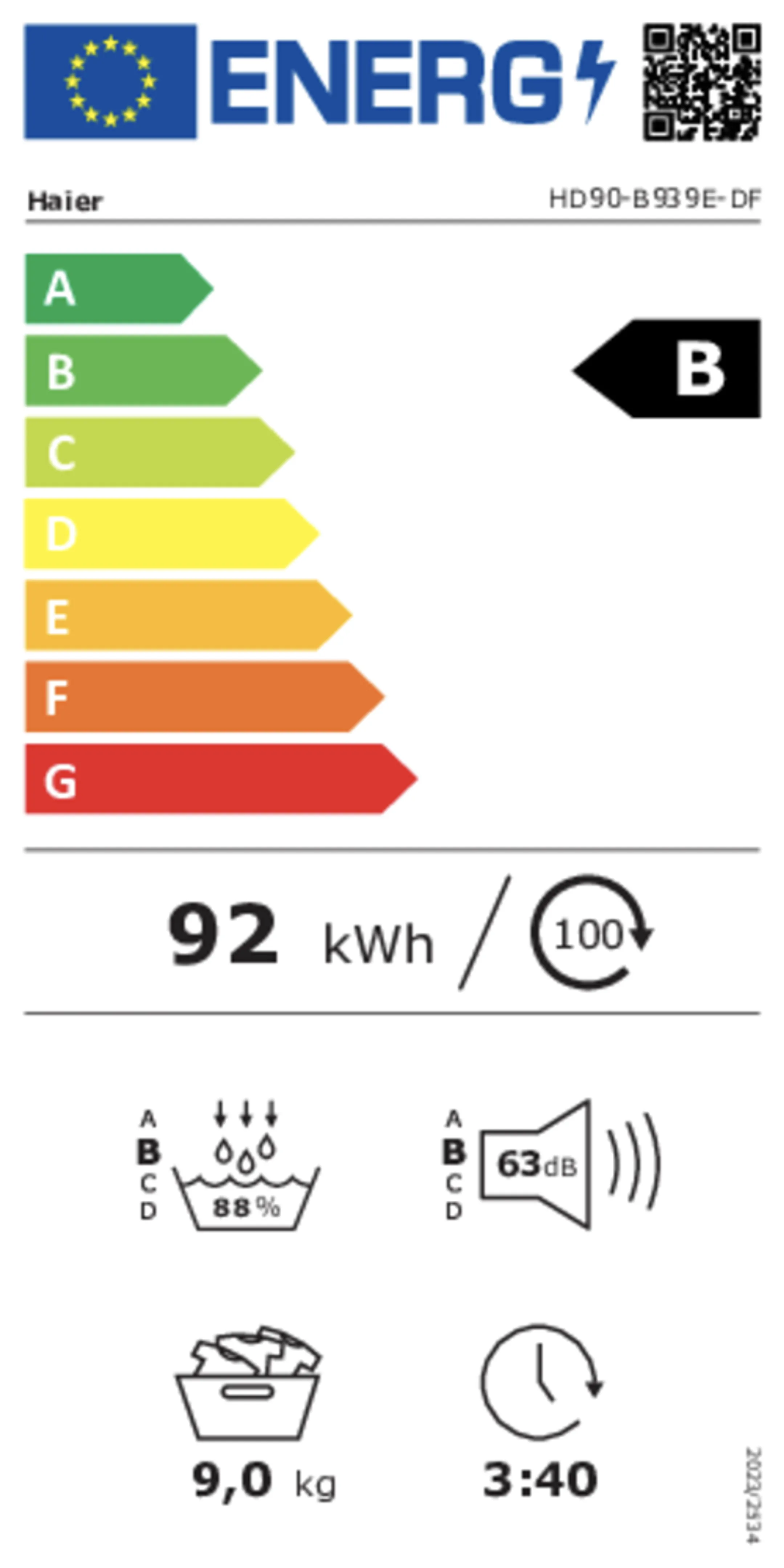 Wärmepumpentrockner 9 kg I-Pro Series 3 HD90-B939E-DF
