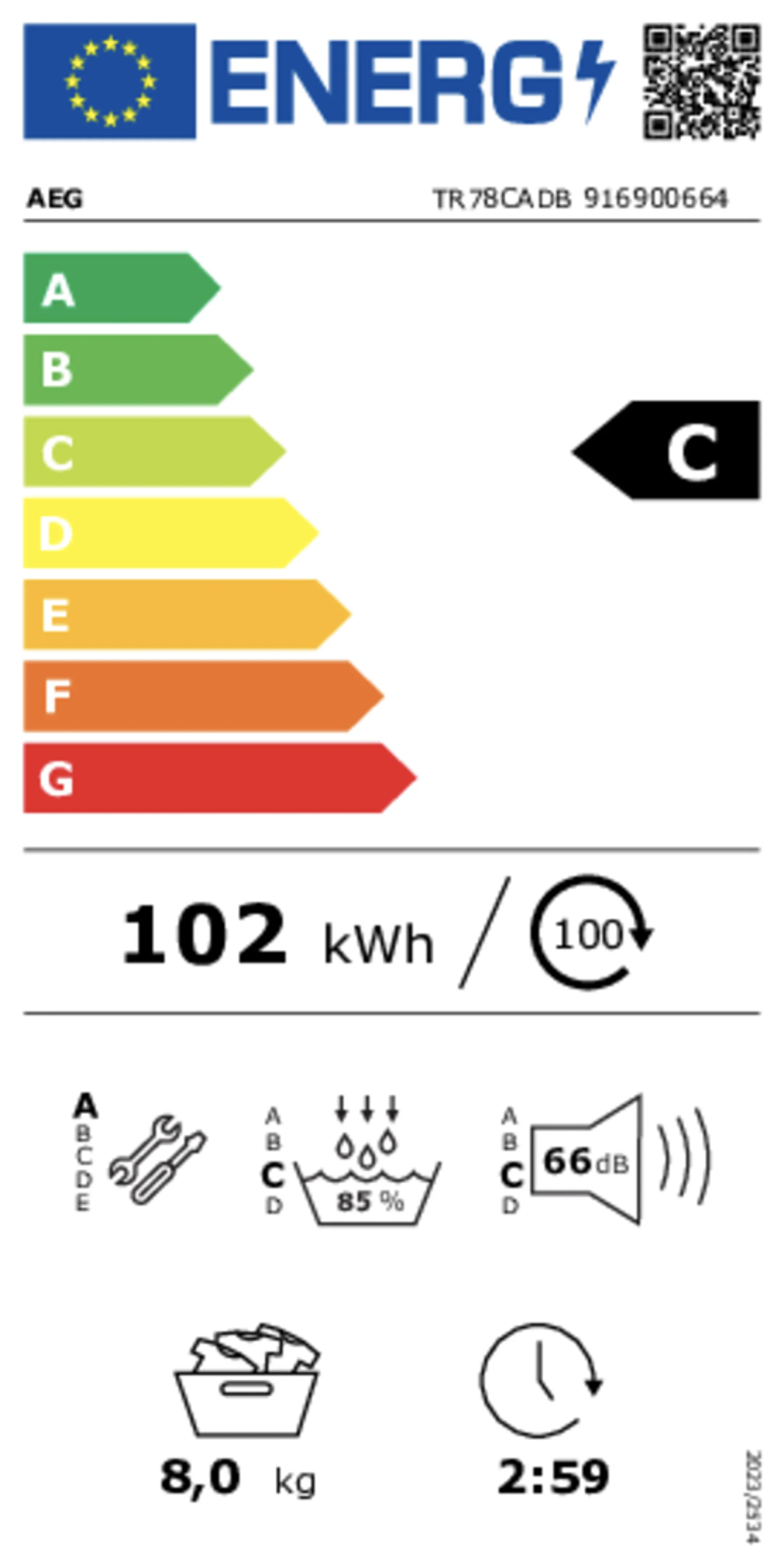 Sèche-linge pompe à chaleur 8Kg 7000 SensyDry TR78CADB