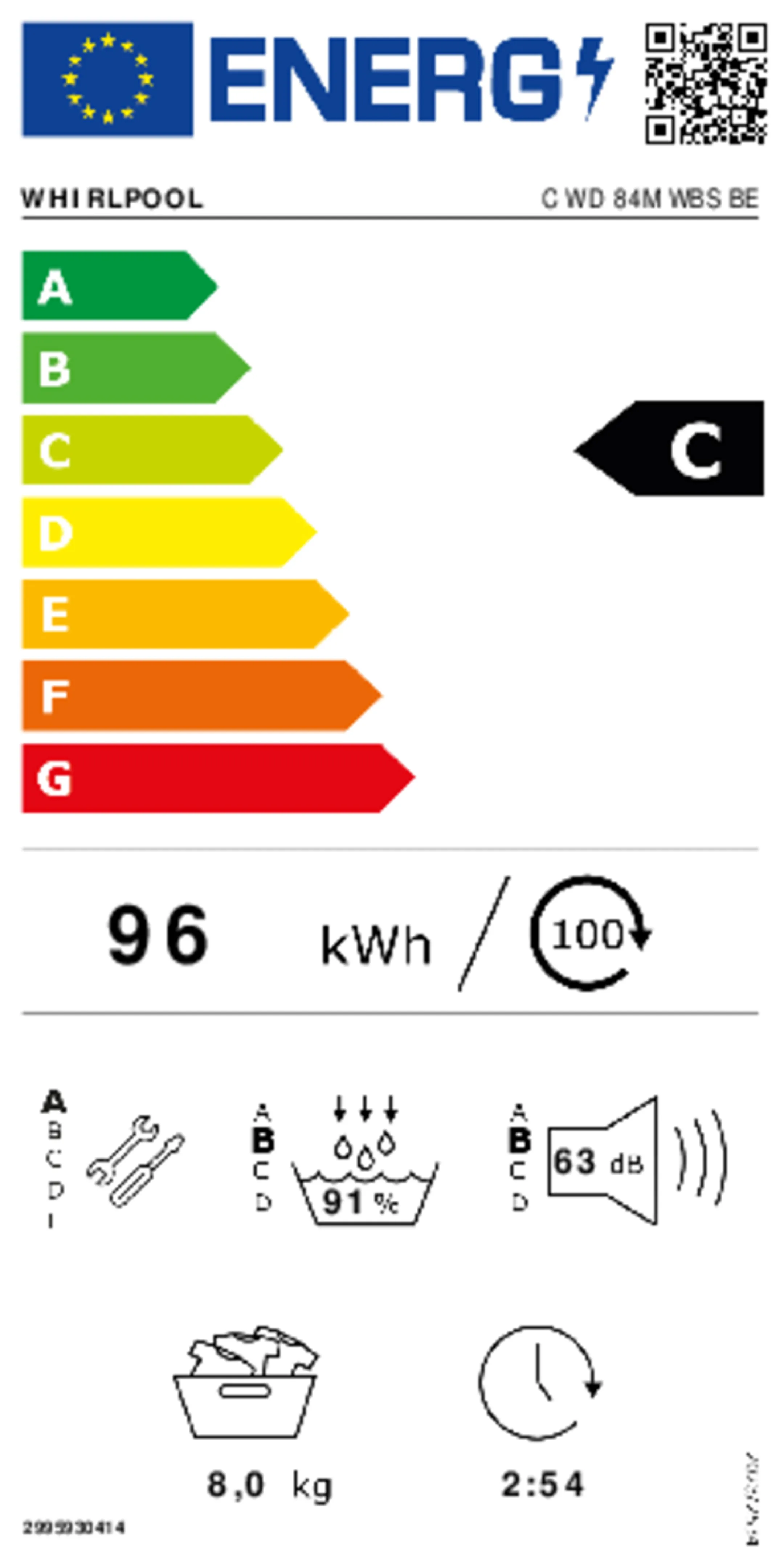 Sèche-linge pompe à chaleur 8kg 6Th Sense C WD1 84M WBS BE