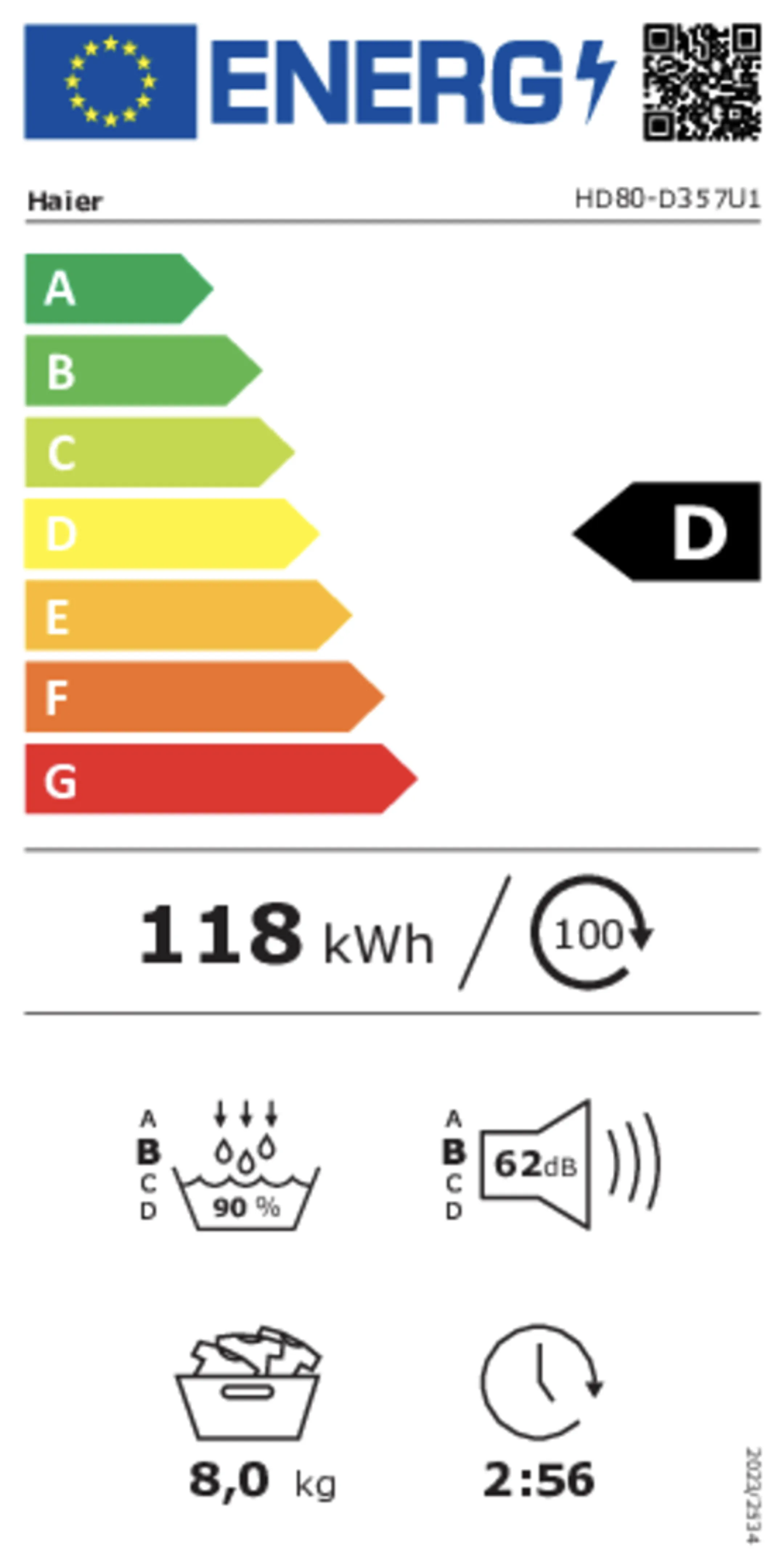Sèche-linge pompe à chaleur  HD80-D357U1-DF