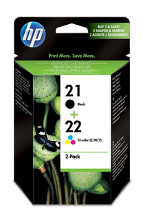 HP HP 21 (noir) / 22 (trois couleurs) pack de 2 cartouches d'encre authentiques