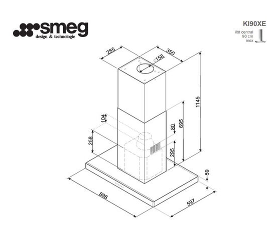 Smeg Hotte ilot KI90XE