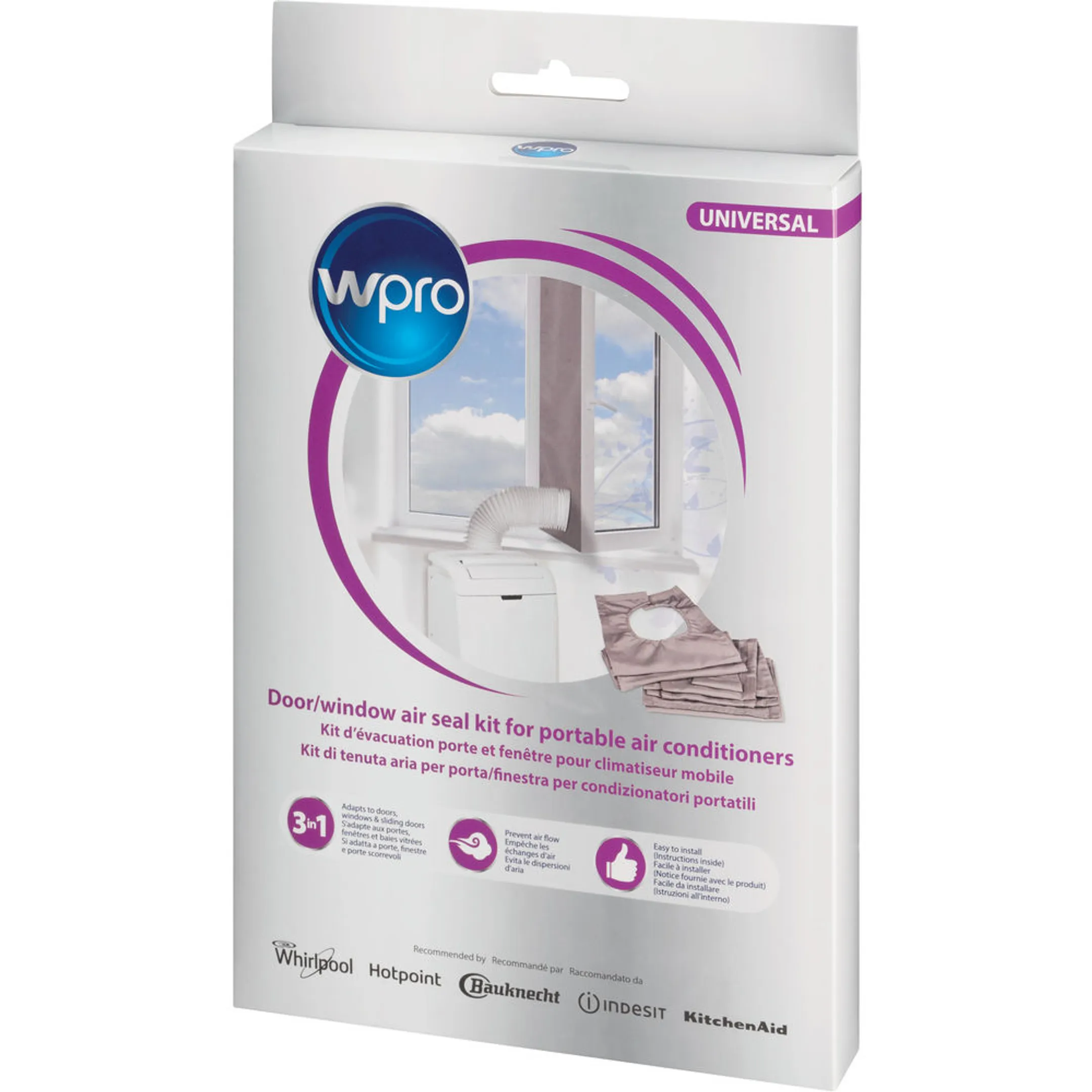 Wpro Kit d'évacuation porte et fenêtre pour climatiseur mobile CAK002 image