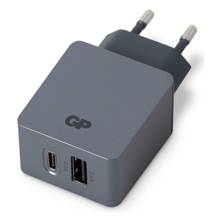 GP Chargeur secteur USB & USB Type C - Gris