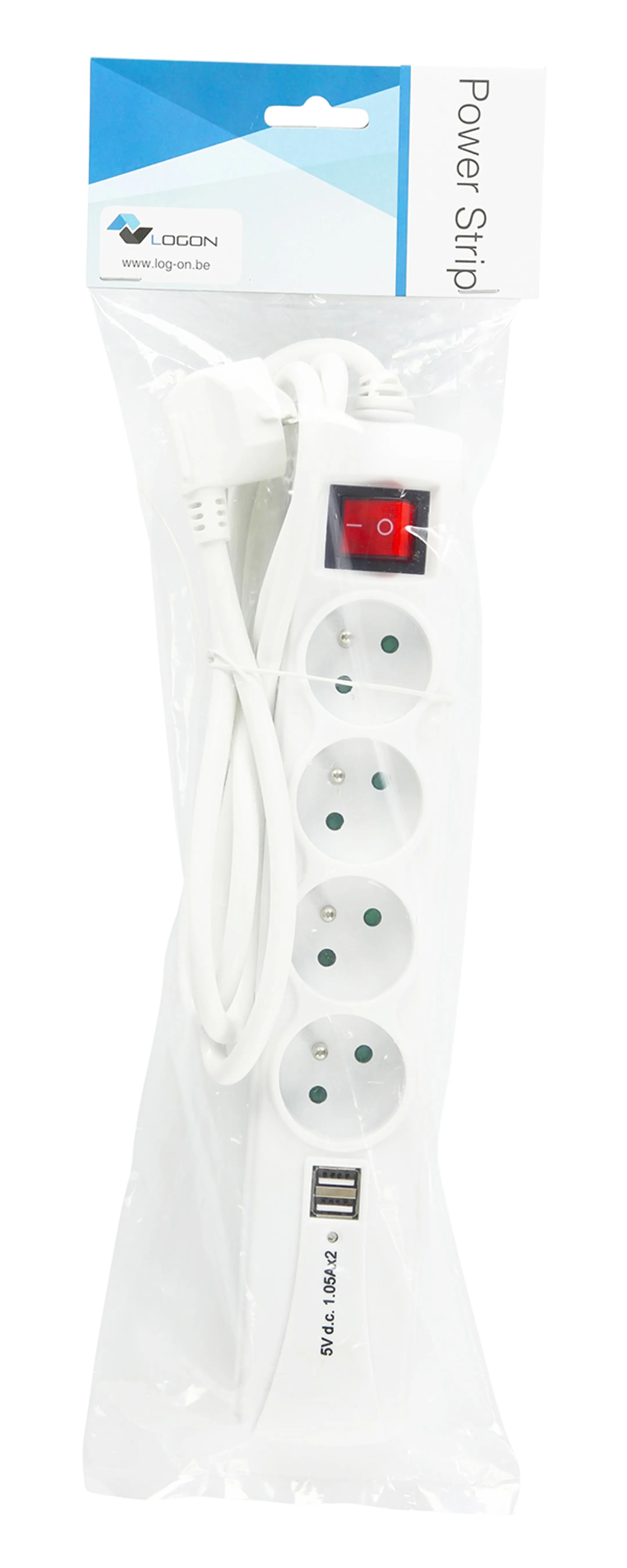 Logon Multi-socket box - 1,5 meter - 4 sockets/ 2 USB - White image