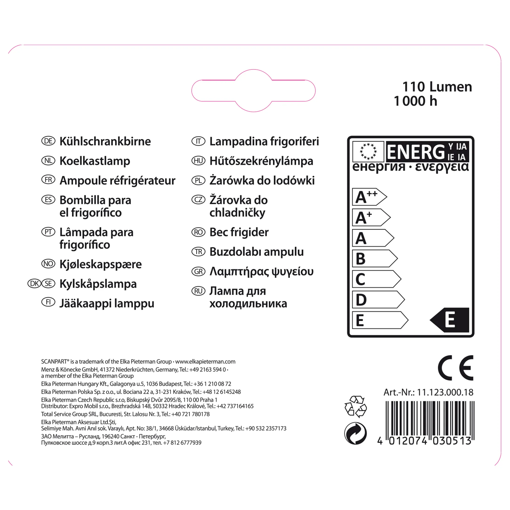 Scanpart Fridge lamp 112300018 image