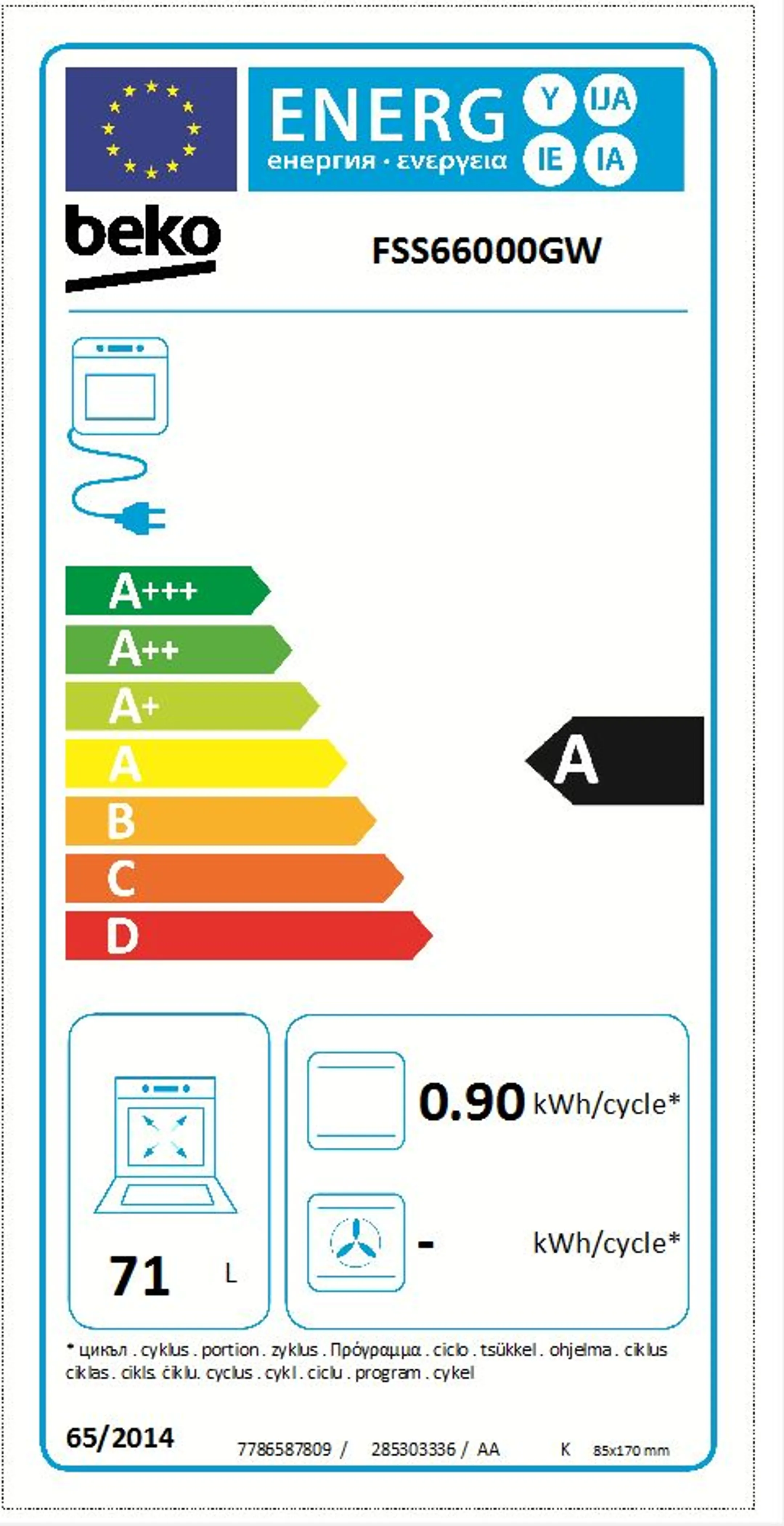 Beko Herd FSS66000GW image