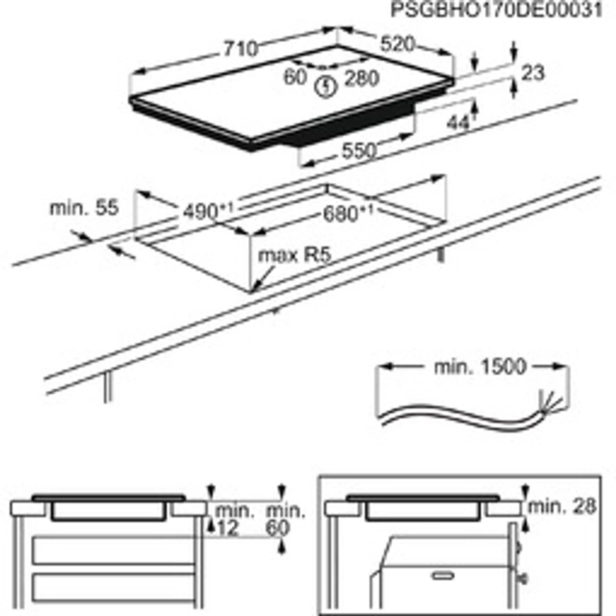 AEG Taque induction IPE74571FB FlexiBridge image