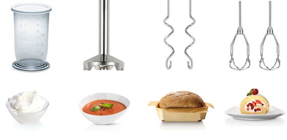 Bosch Set mixeur à main MFQ4070 Blanc / Silver