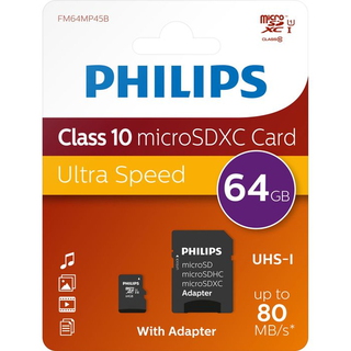 Philips Carte mémoire MicroSDHC 64 Go FM64MP45B/10