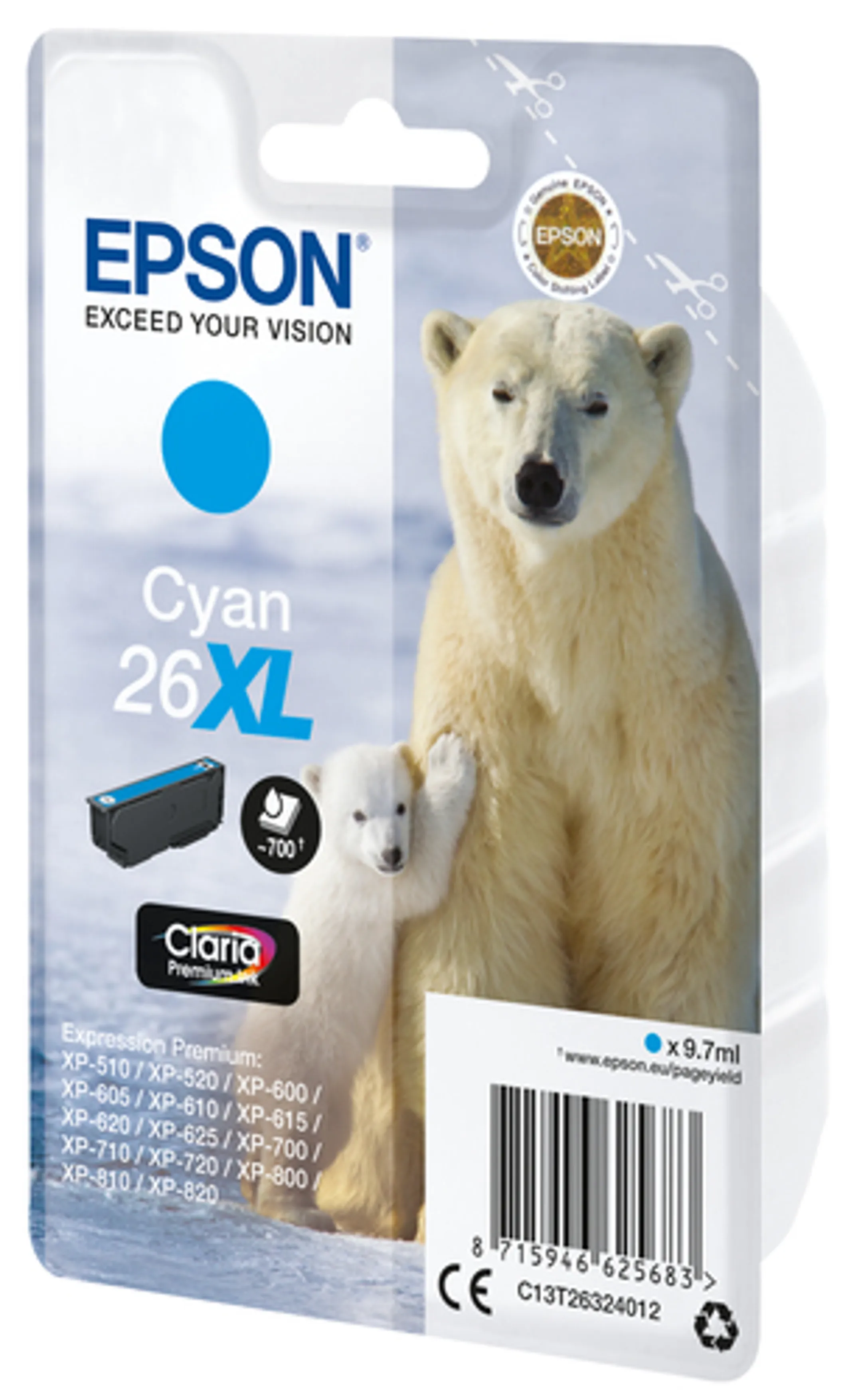 Epson ink Cartridges Cyan 26XL C13T26324012 image