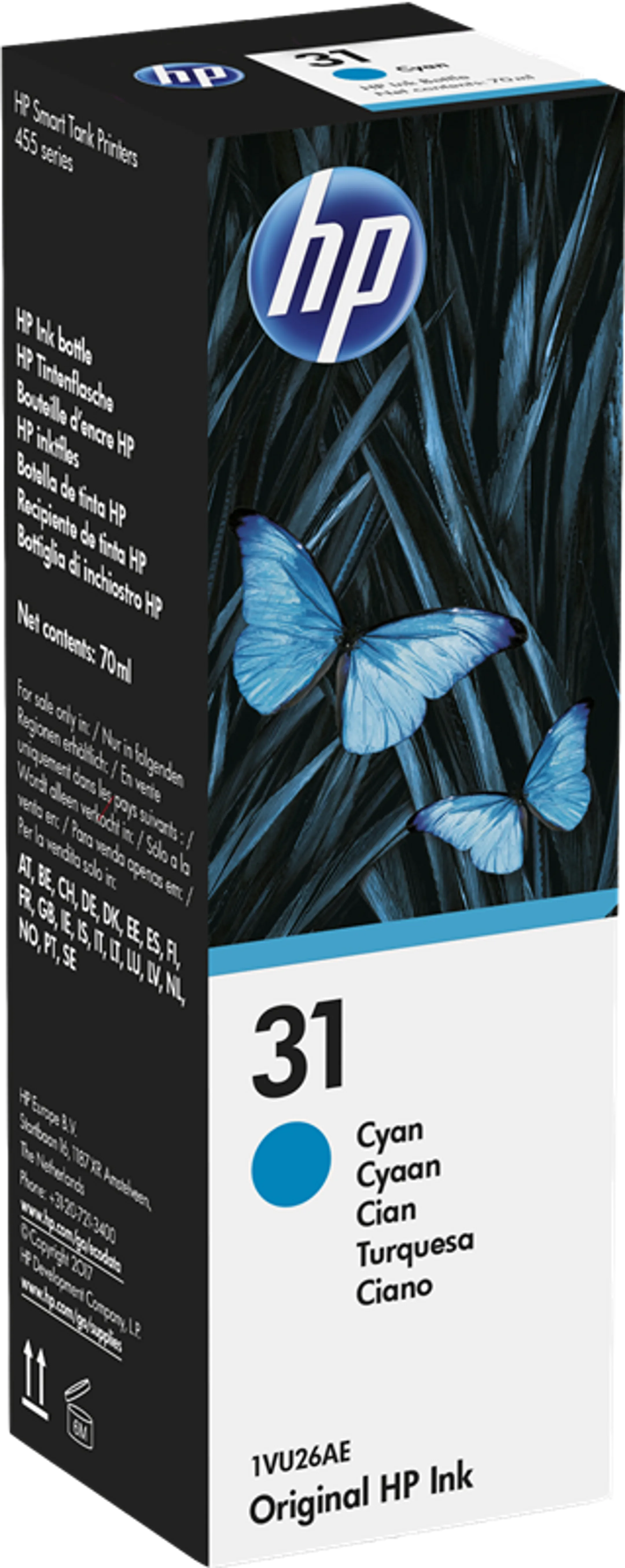 Tintenflasche cyan authentique HP 31 - 1VU26AE