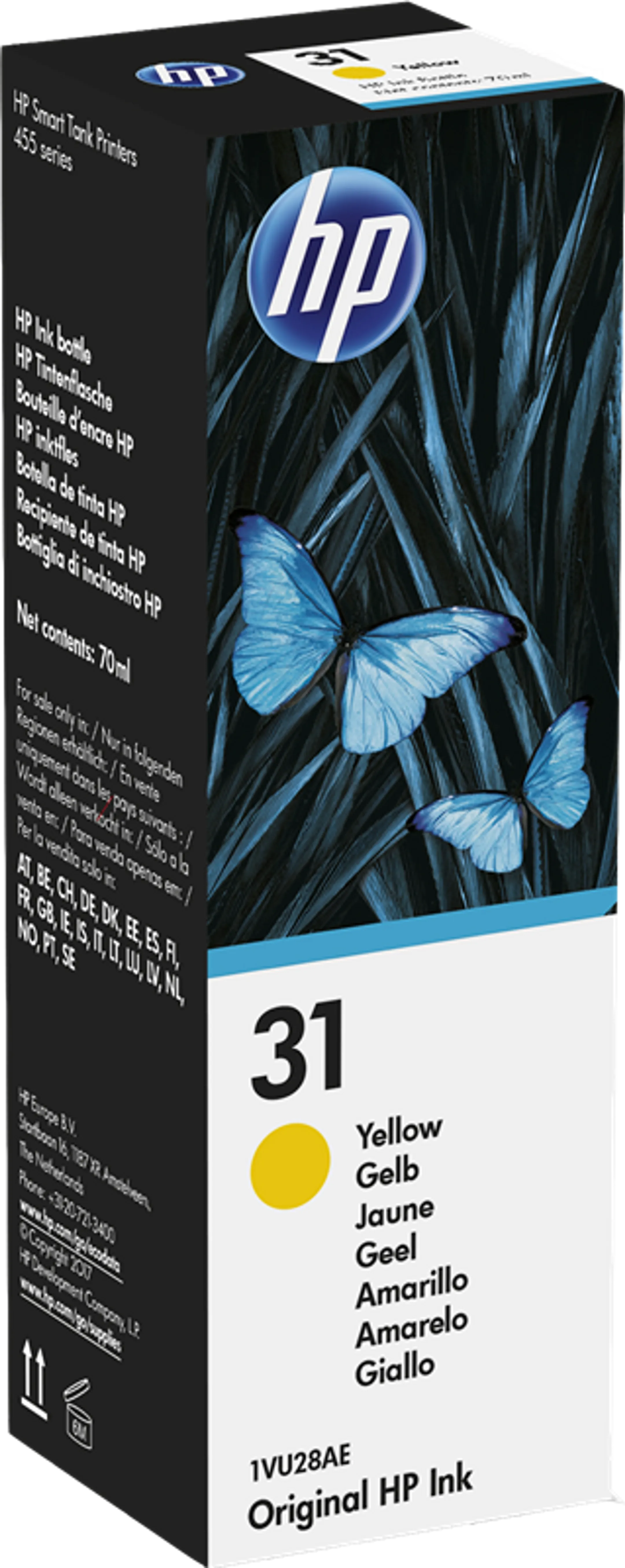 HP Bouteille d'encre jaune authentique HP 31 - 1VU28AE image