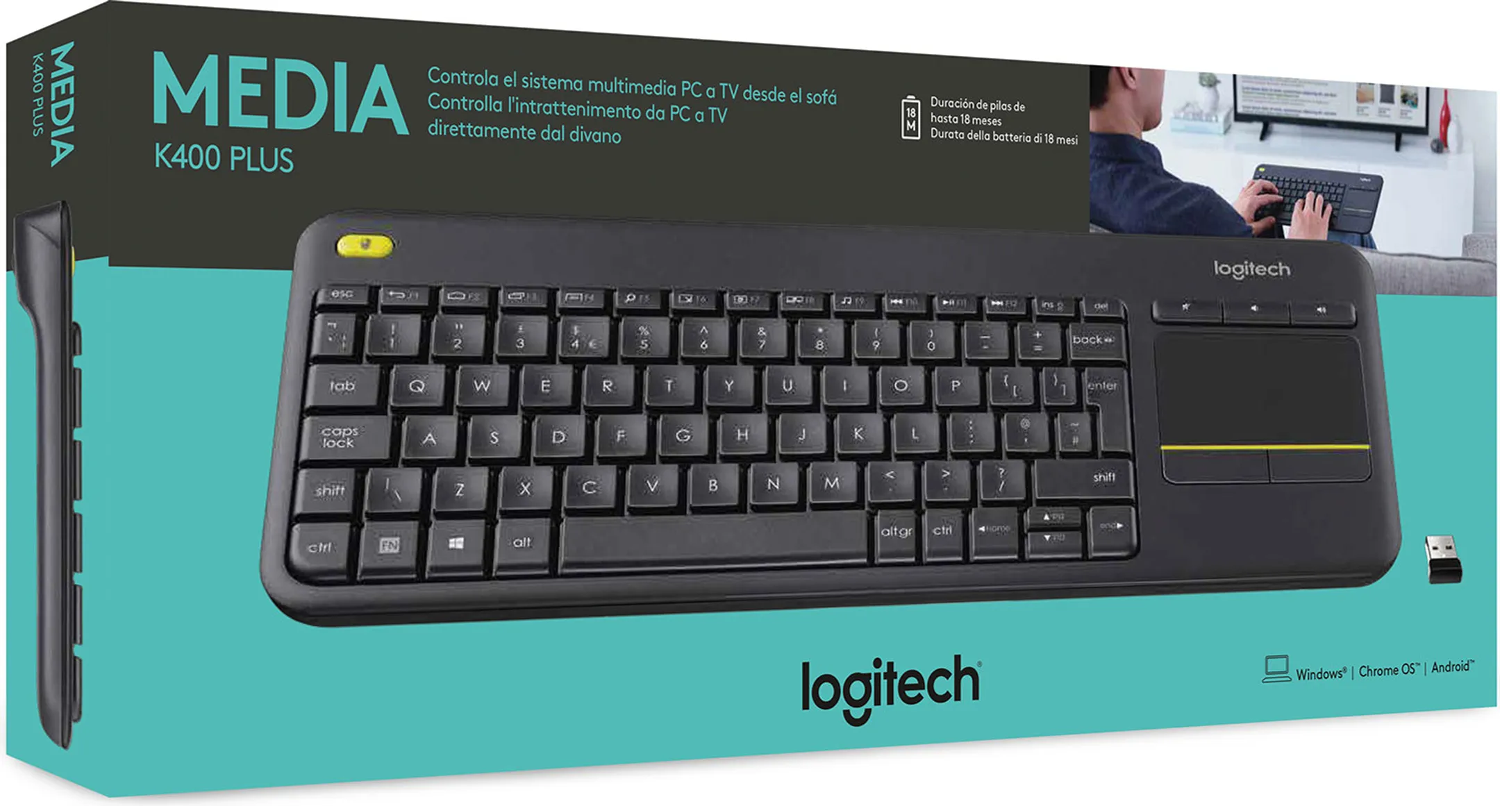 Logitech Wireless Keyboard K400 Plus - AZERTY (BE) - Black image
